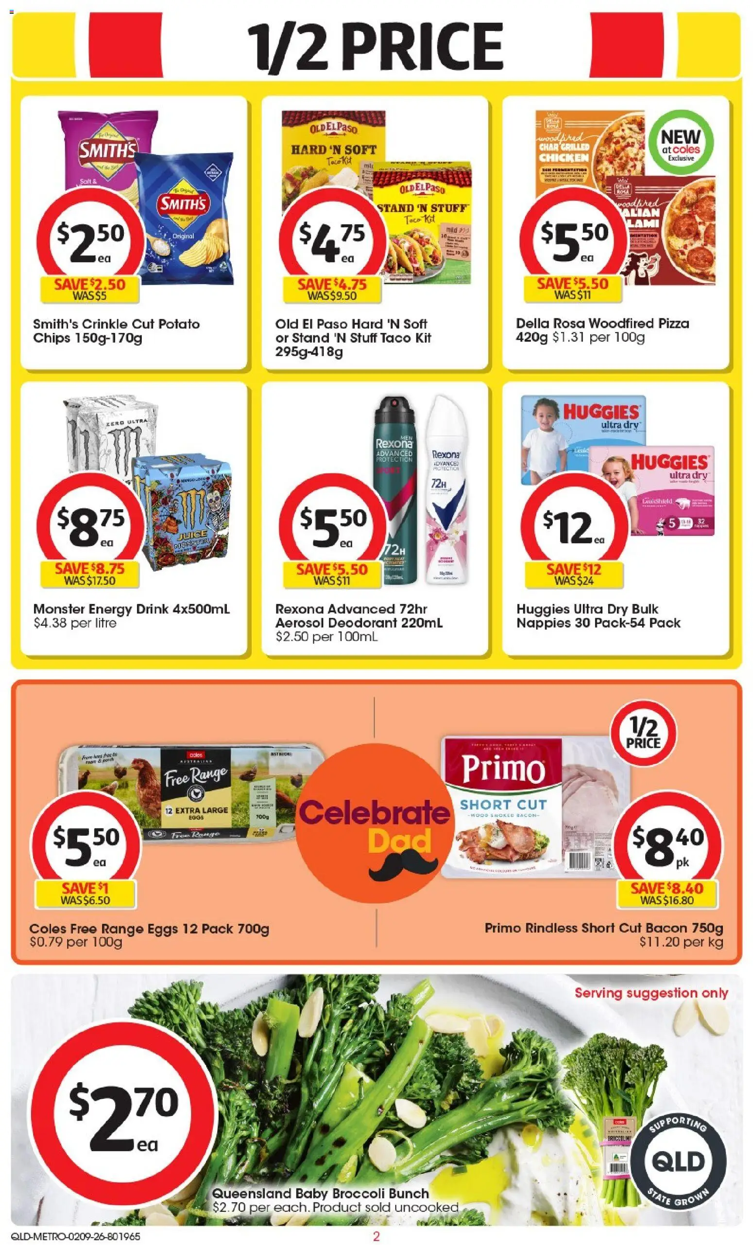 Coles catalogue - valid from 02/09/2026 | Page: 3 | Products: Bacon, Eggs, Nappies, Chips