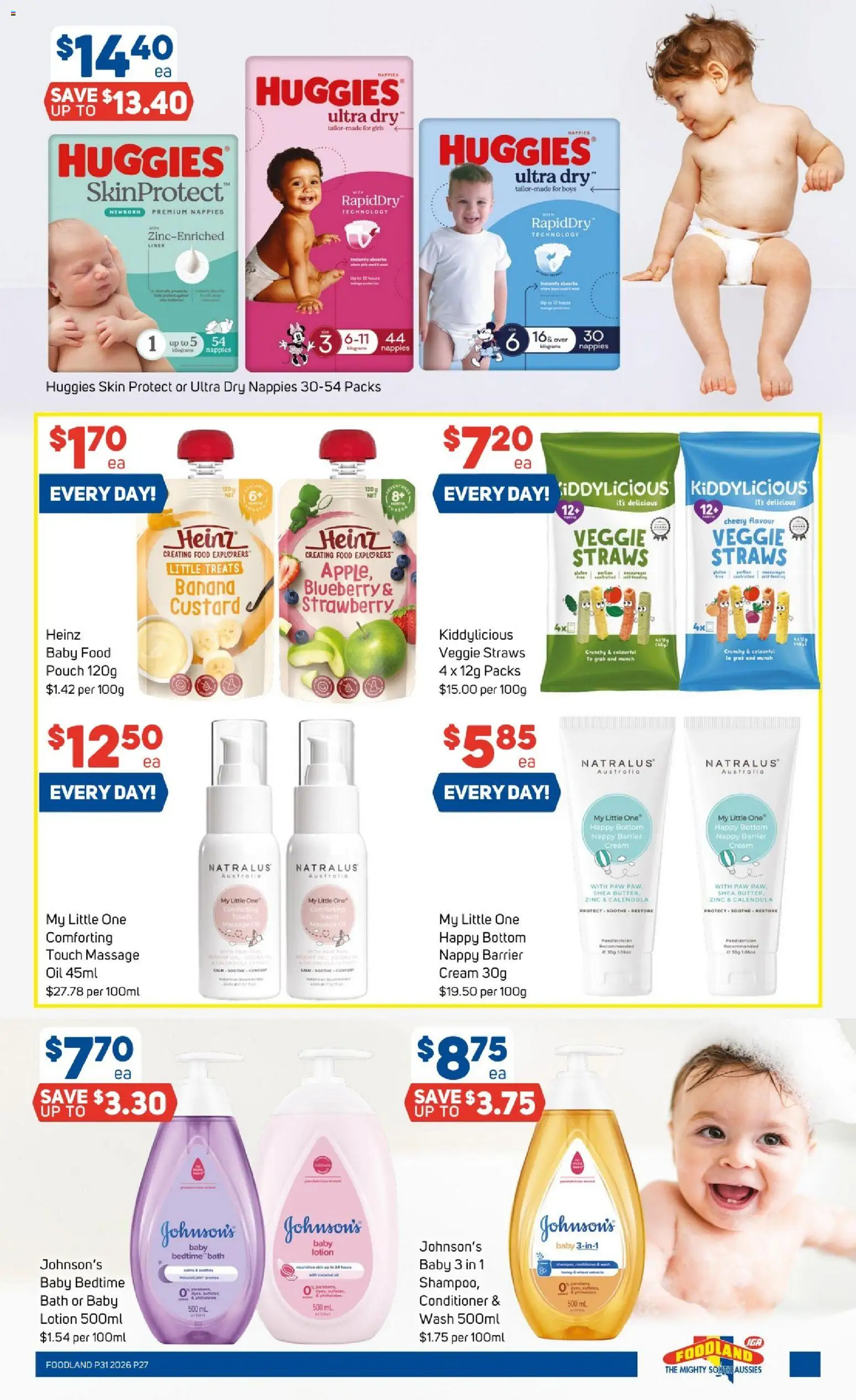 Foodland catalogue - valid from 29/07/2026 | Page: 27 | Products: Shampoo, Lotion, Nappies, Straws