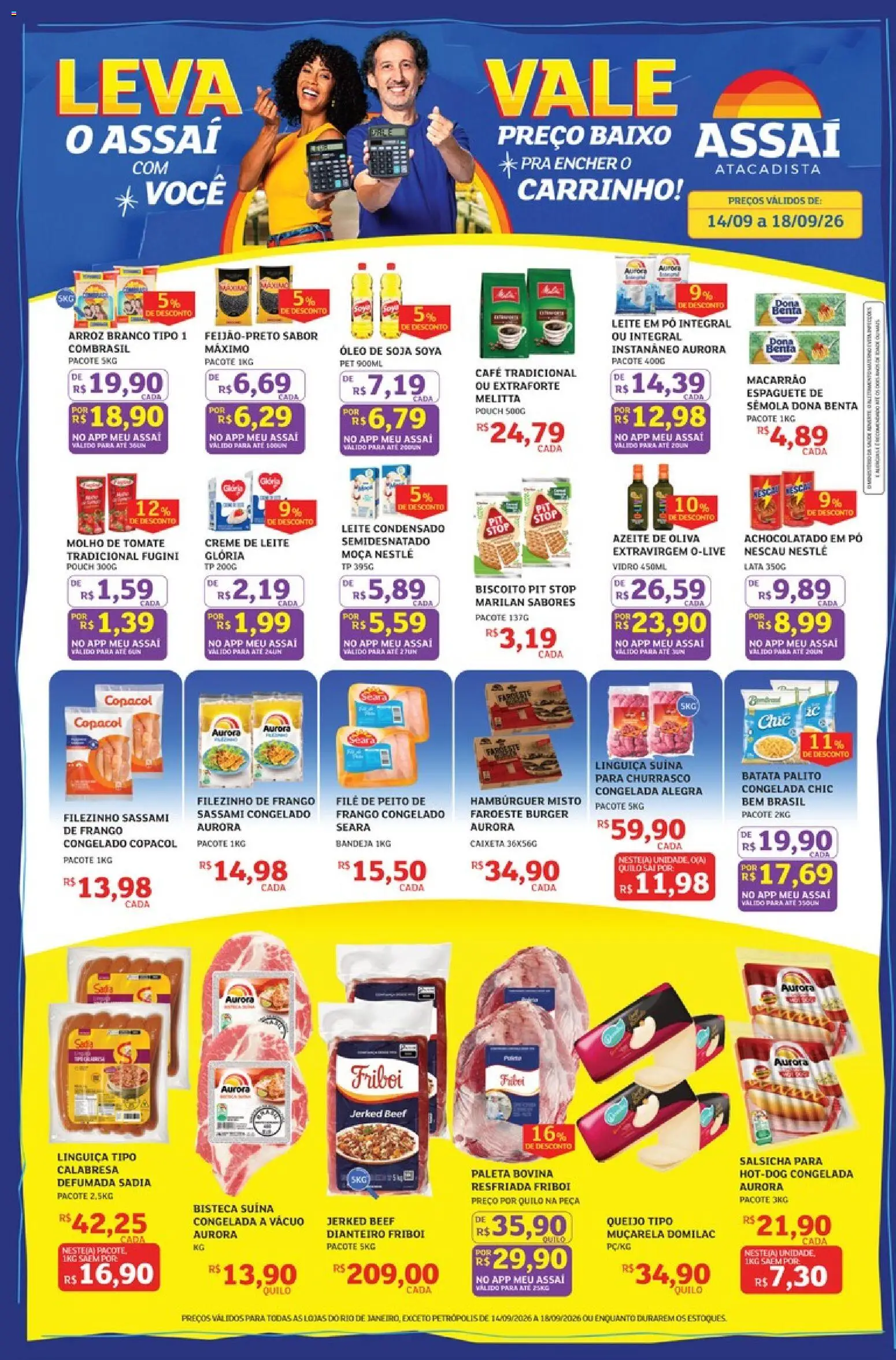 Assaí Atacadista Folheto - válido de 14/09/2026 | Página: 1 | Produtos: Pó, Hambúrguer, Creme de leite, Azeite de oliva