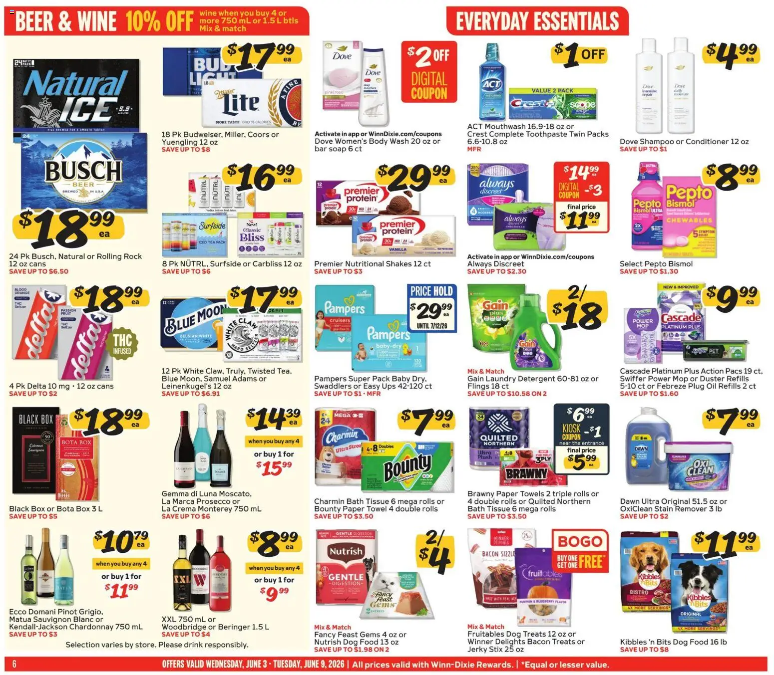 Winn Dixie Weekly Circular - FL - valid from 03.06.2026 | Page: 6 | Products: Box, Oil, Mouthwash, Detergent