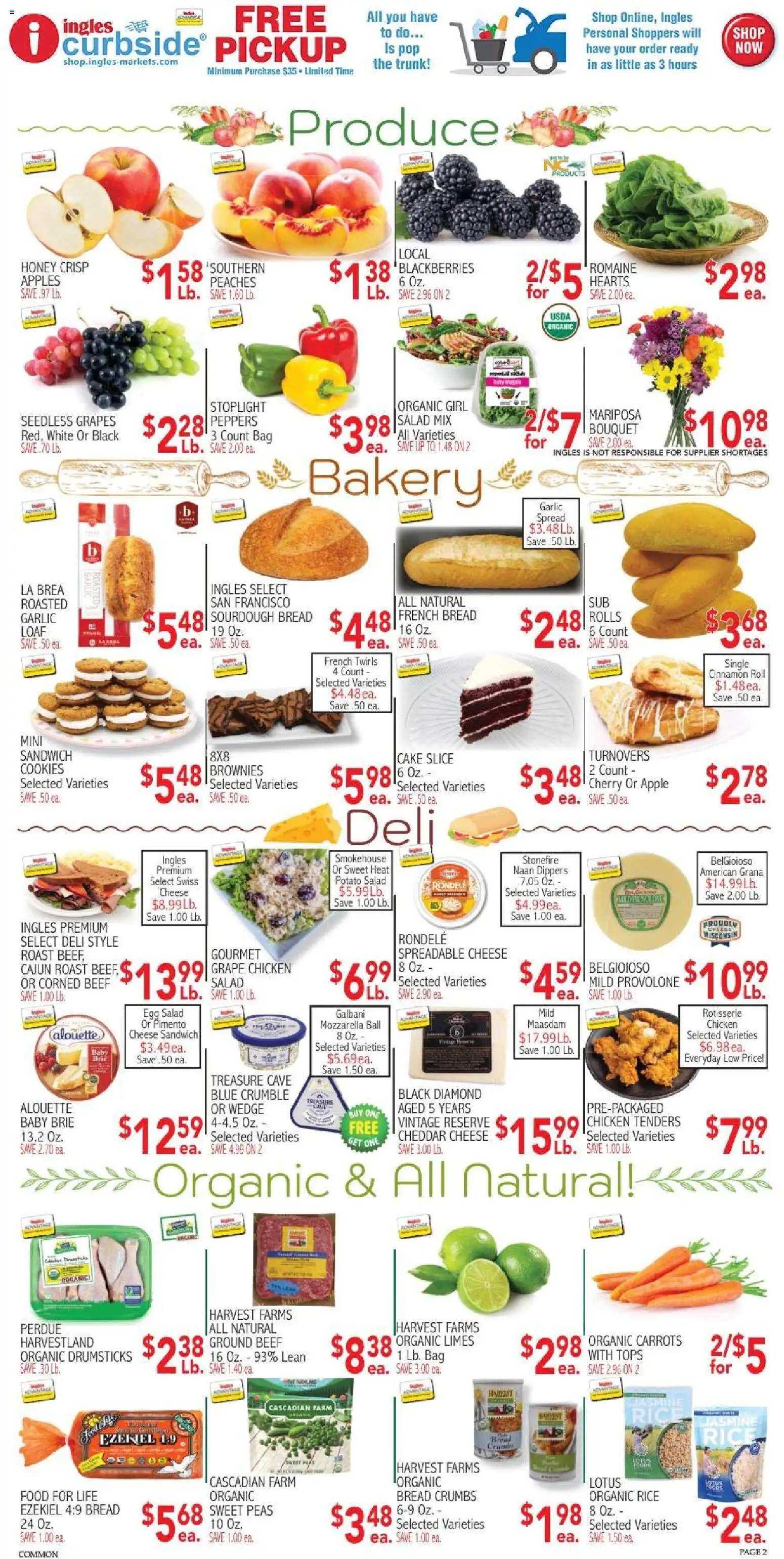 Ingles Weekly Ad - valid from 07/22/2026 | Page: 2 | Products: Peaches, Rice, Garlic, Cinnamon Roll