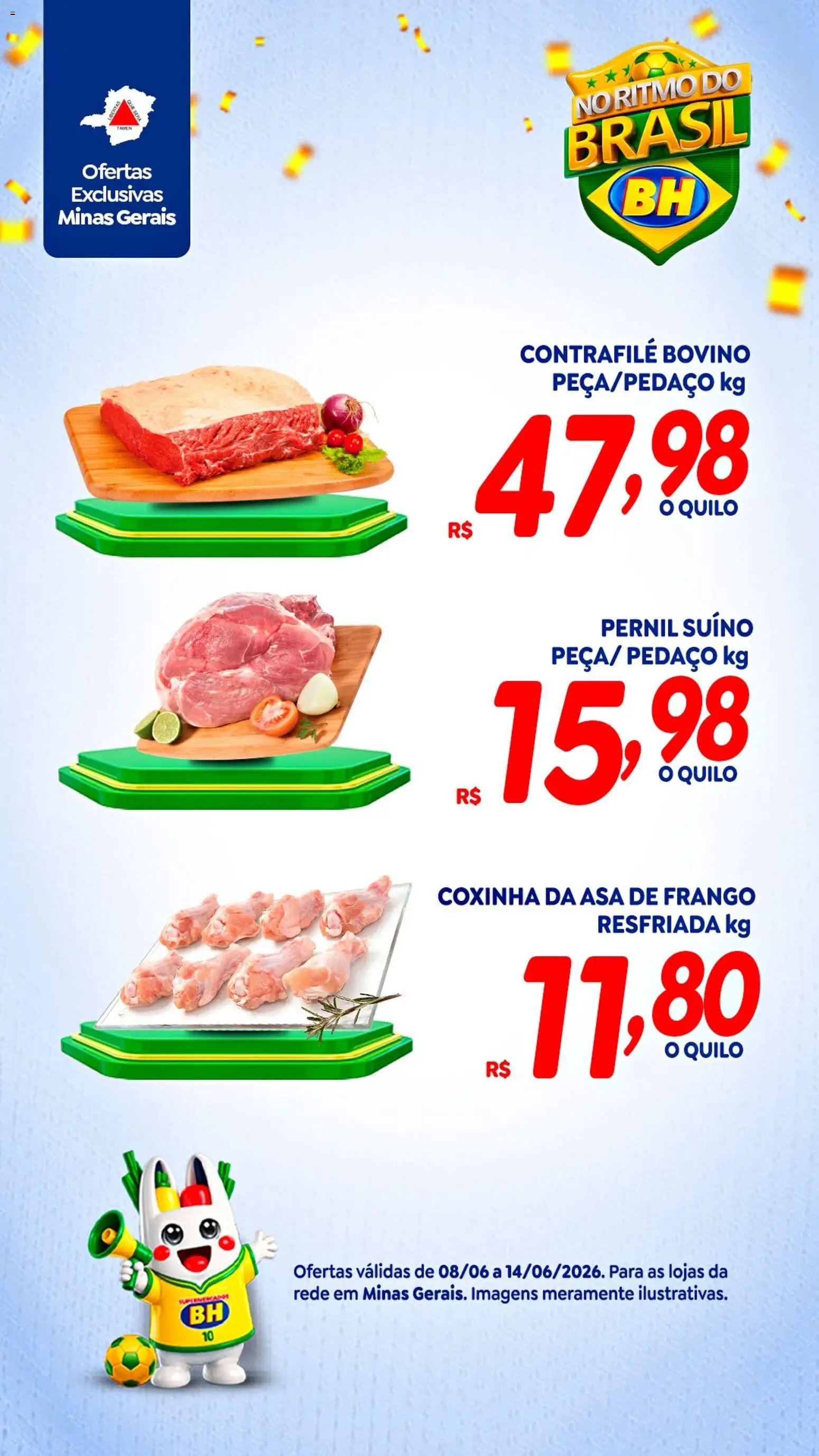 Supermercados BH Folheto - válido de 08.06.2026 | Página: 1 | Produtos: Asa de frango, Pernil, Frango