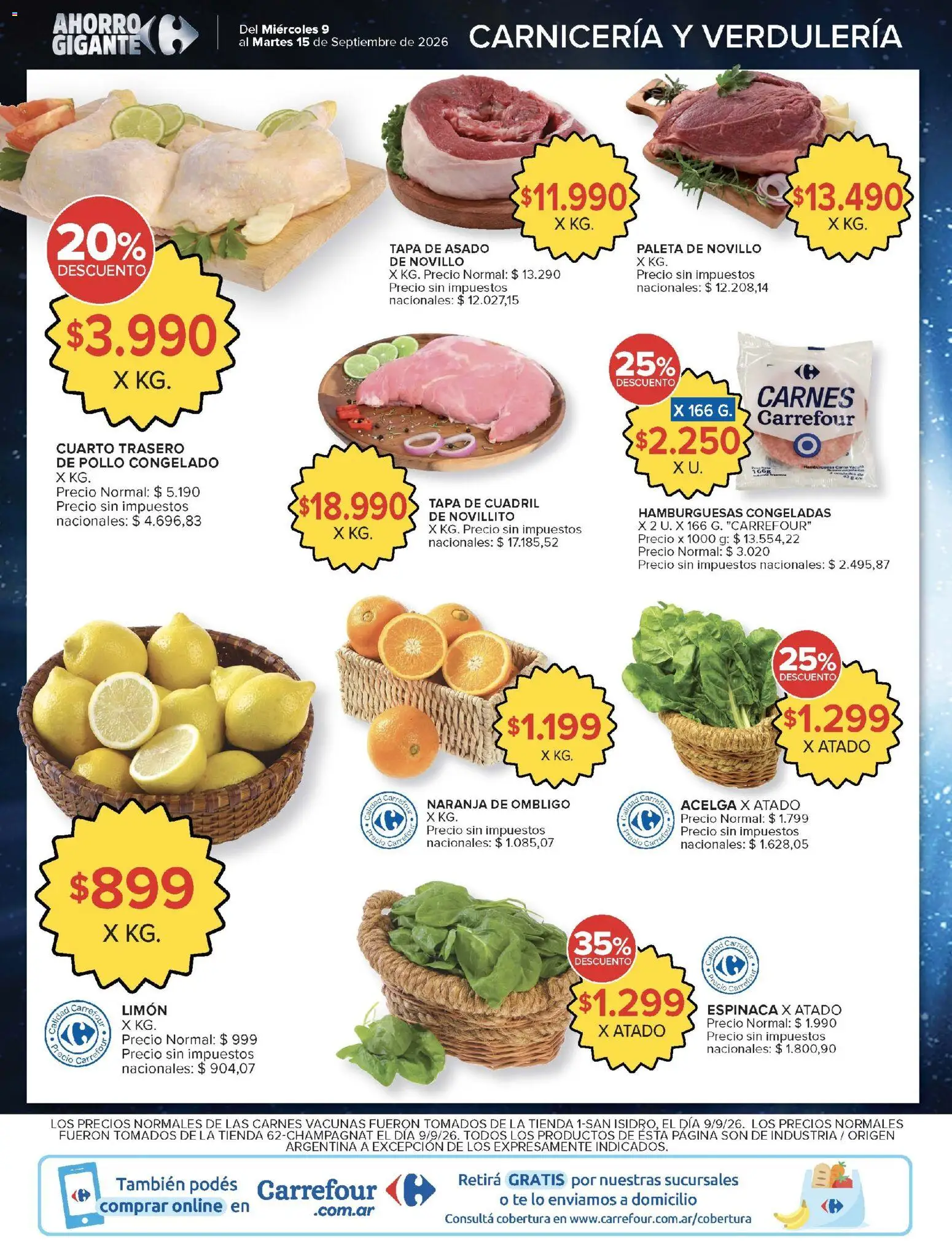 Carrefour Market catálogo │ válido desde el 09/09/2026 | Página: 3 | Productos: Cuadril, Acelga, Paleta, Té