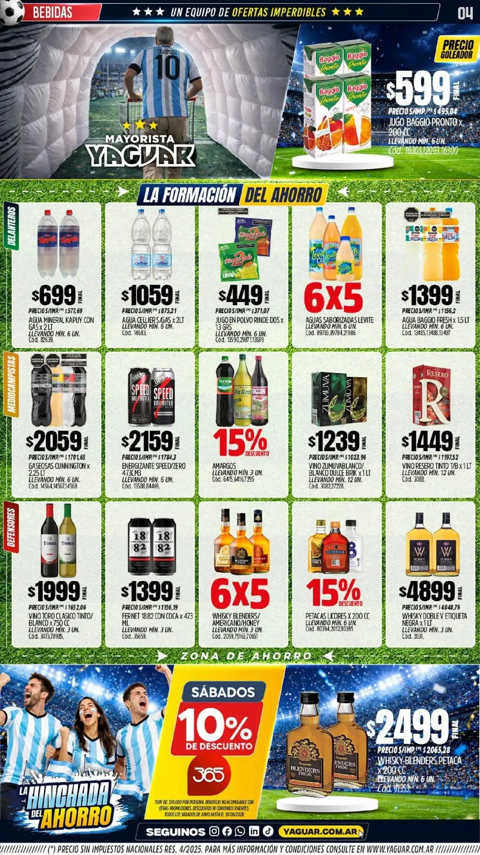 Yaguar - Oferta Semanal Chaco │ válido desde el 08.06.2026 | Página: 4 | Productos: Whisky, Fernet, Jugo, Vino