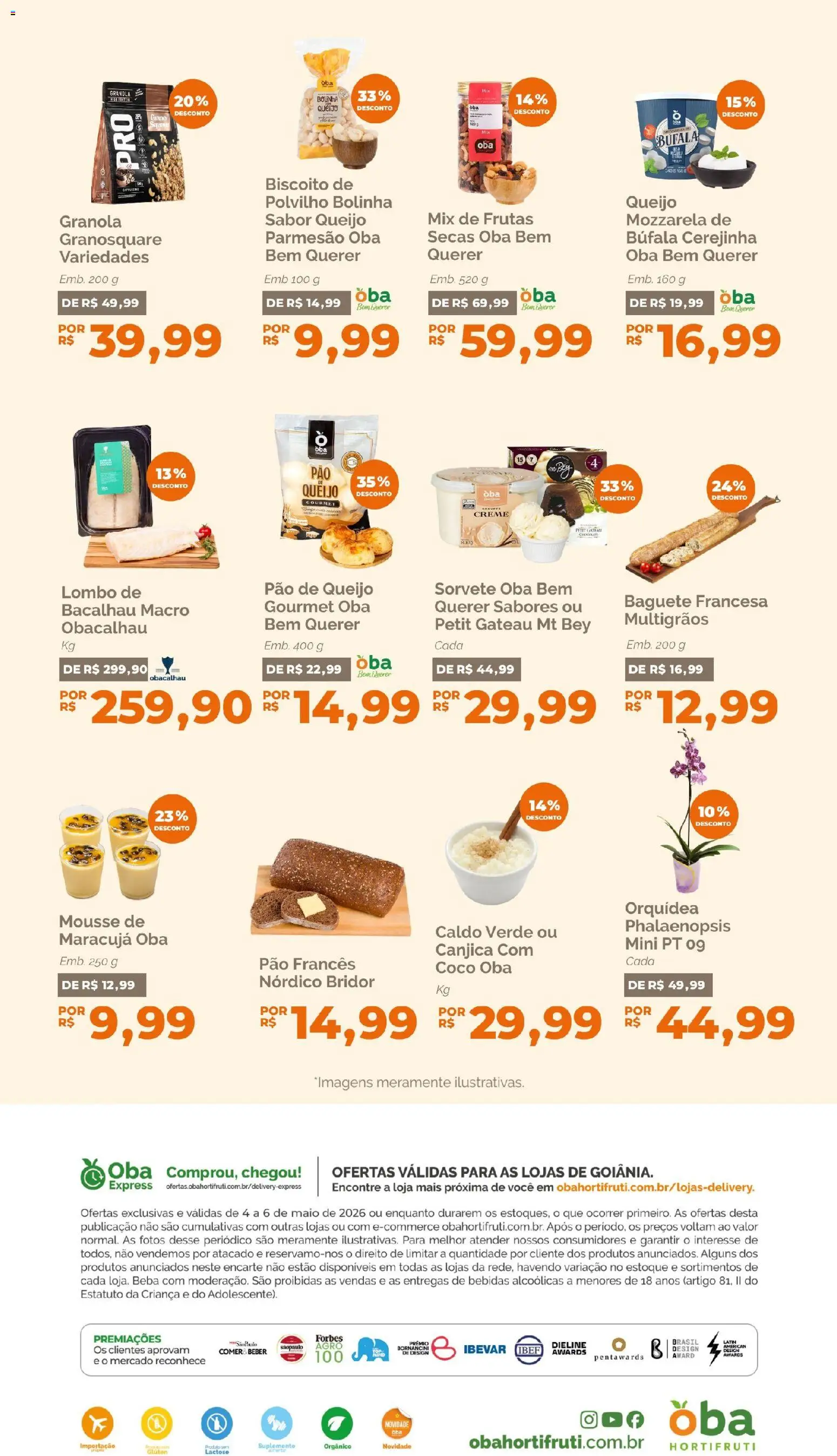 Oba Hortifruti Folheto - válido de 04.05.2026 | Página: 5 | Produtos: Mousse, Polvilho, Granola, Sorvete