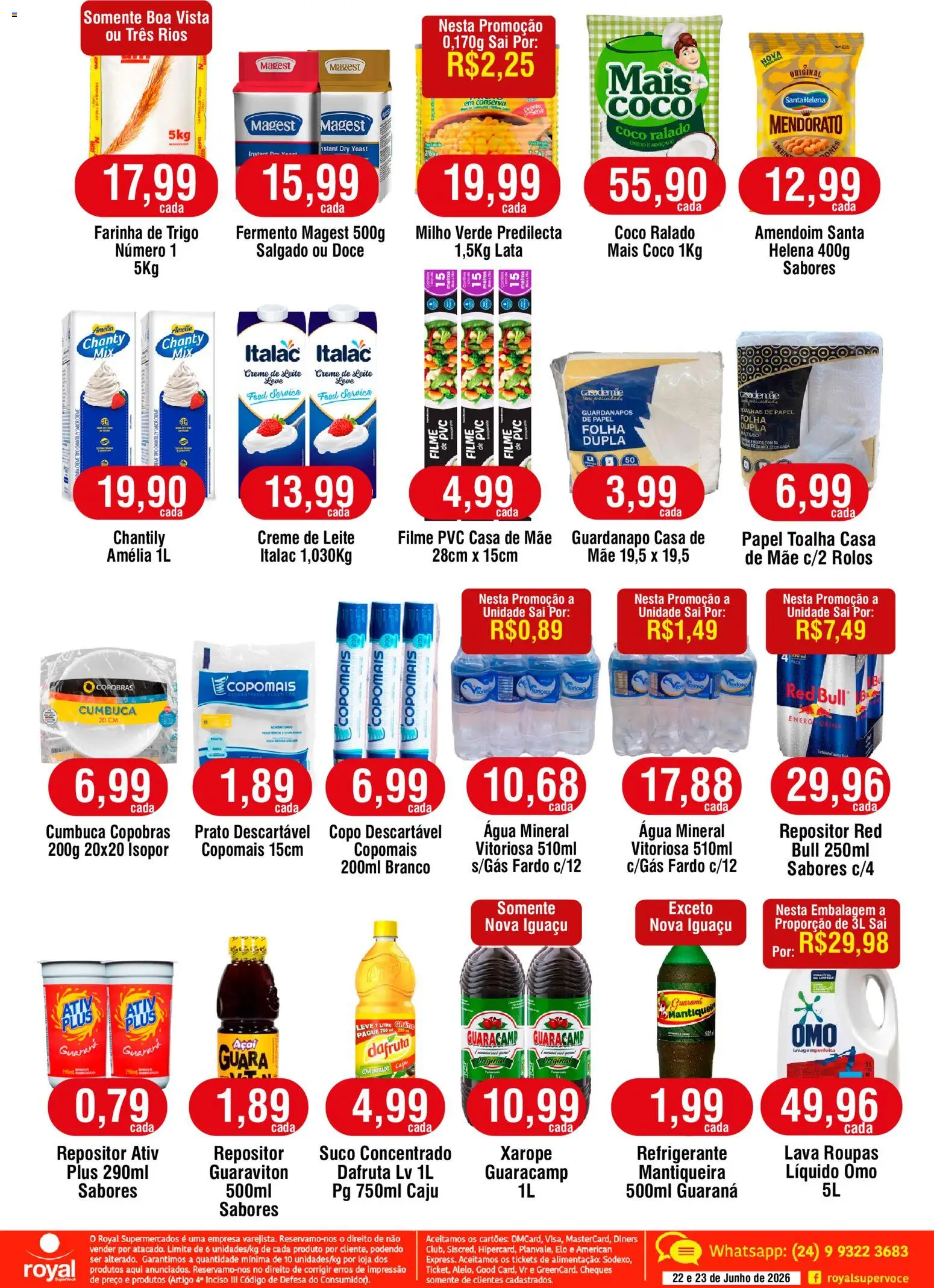 Royal Supermercados Folheto - válido de 22/06/2026 | Página: 2 | Produtos: Caju, Farinha de trigo, Creme, Creme de leite