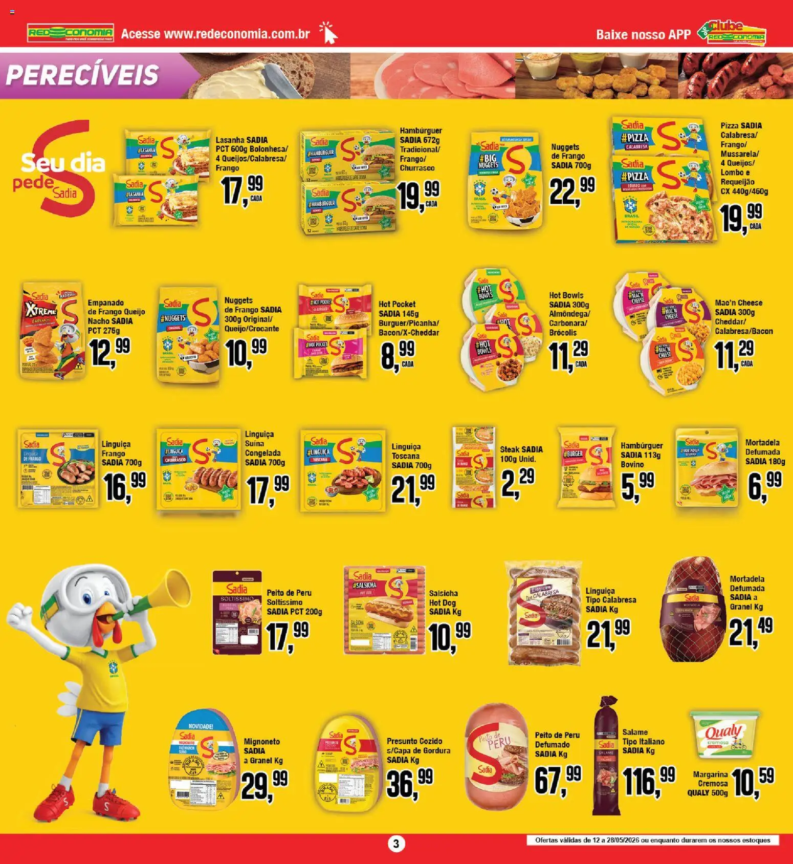RedEconomia Folheto - válido de 12.05.2026 | Página: 3 | Produtos: Queijo, Salame, Hambúrguer, Brócolis