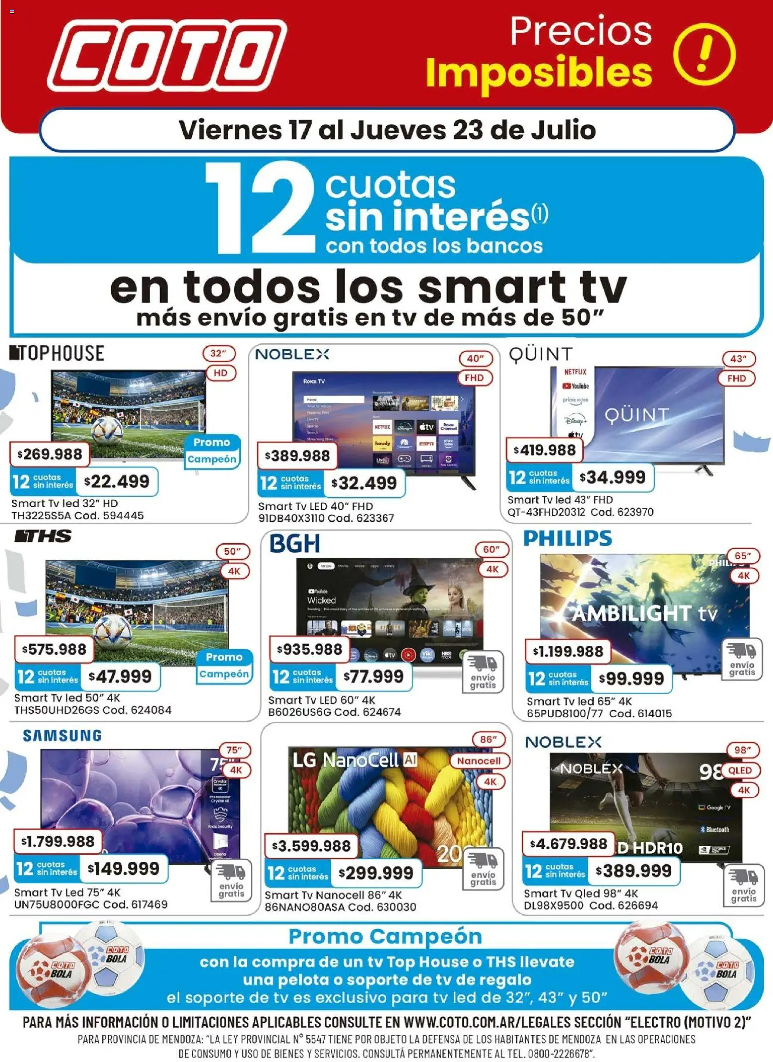 Coto - Electro Motivo │ válido desde el 17/07/2026 | Página: 1 | Productos: Televisión, Video, Top, Pelota