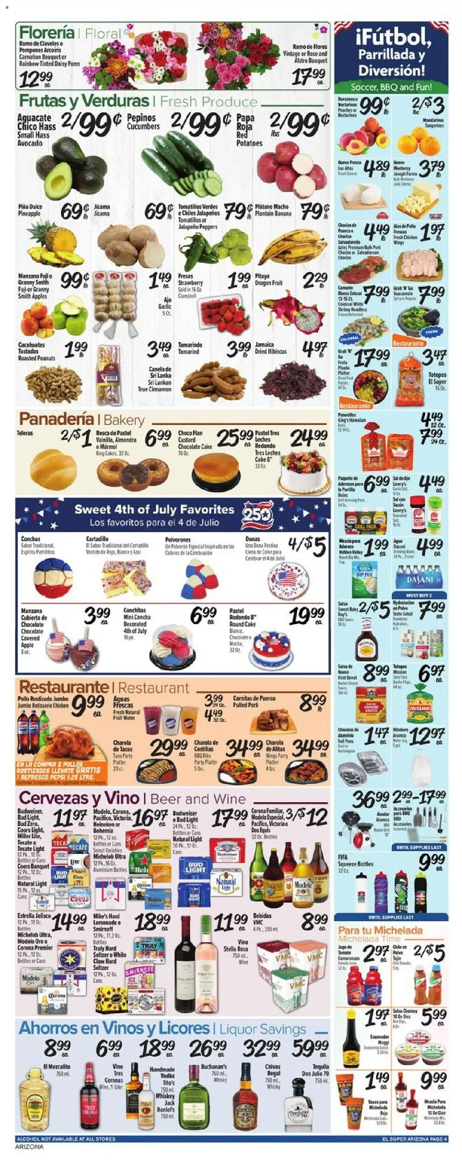 El Super Weekly Ad - AK - valid from 06/24/2026 | Page: 4 | Products: Apples, Pineapple, Whiskey, Garlic