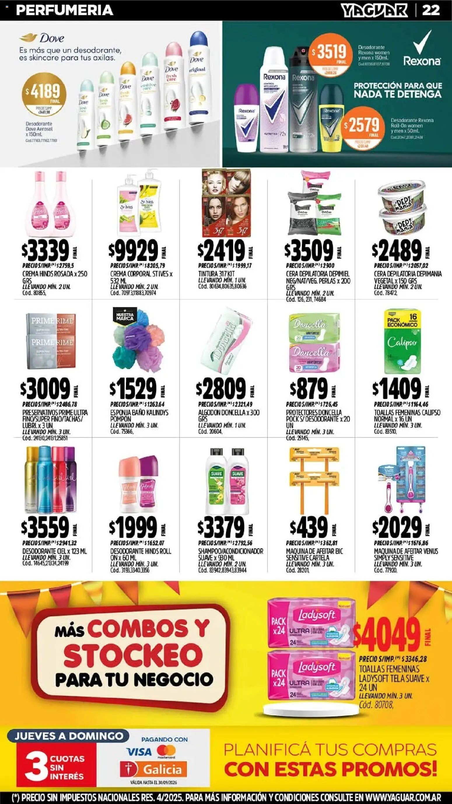 Yaguar - Oferta Semanal Parque Chacabuco │ válido desde el 21/09/2026 | Página: 22 | Productos: Algodón, Desodorante, Esponja, Cera