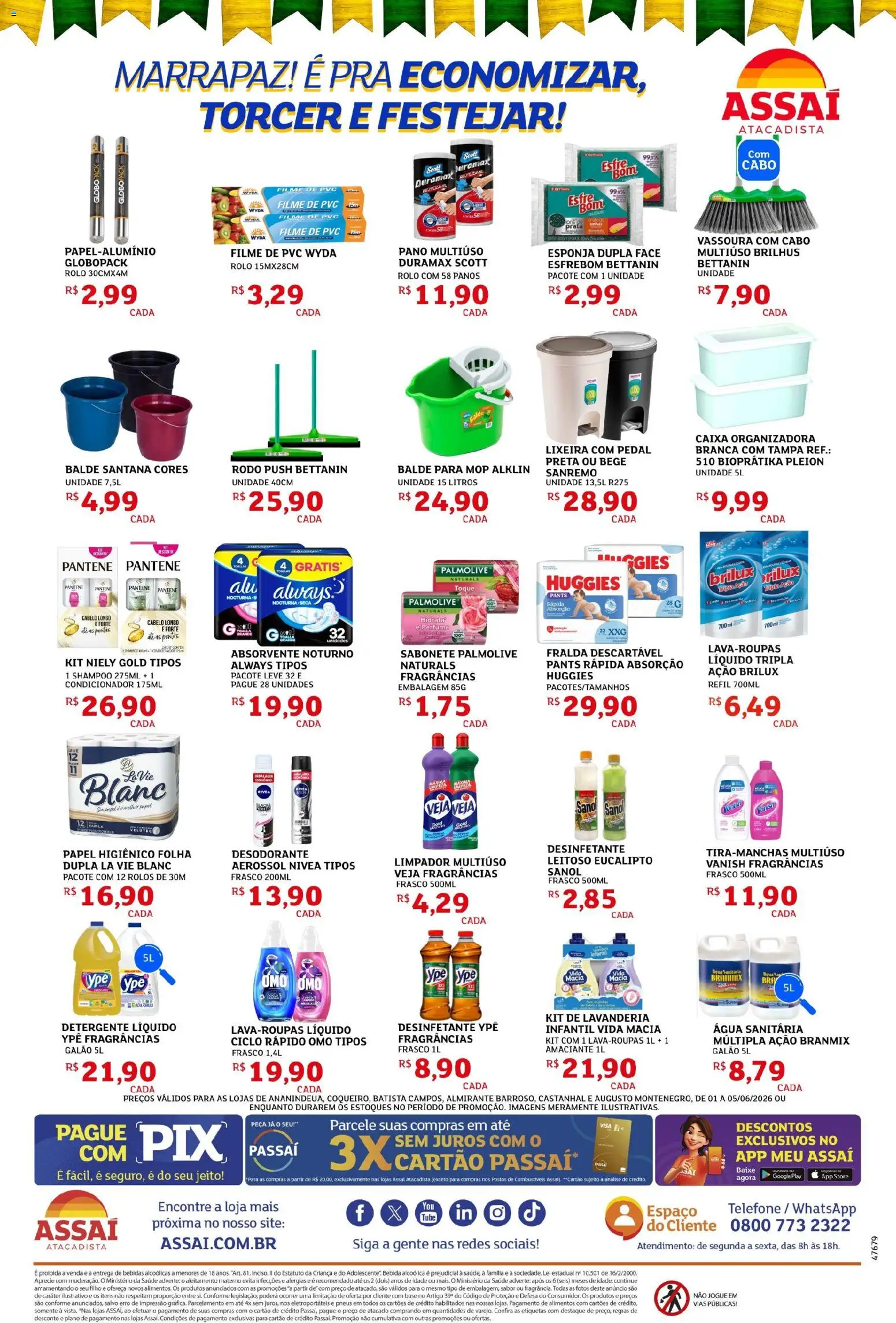 Assaí Atacadista Folheto - válido de 01.06.2026 | Página: 4 | Produtos: Mop, Pneus, Vanish, Rodo