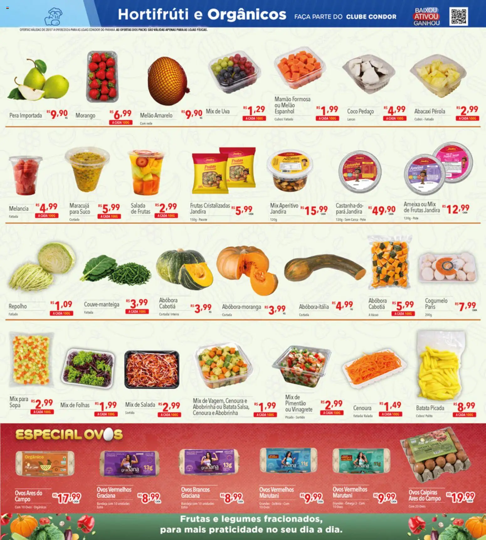 Supermercados Condor Folheto - válido de 28/07/2026 | Página: 9 | Produtos: Pera, Suco, Abacaxi, Ômega