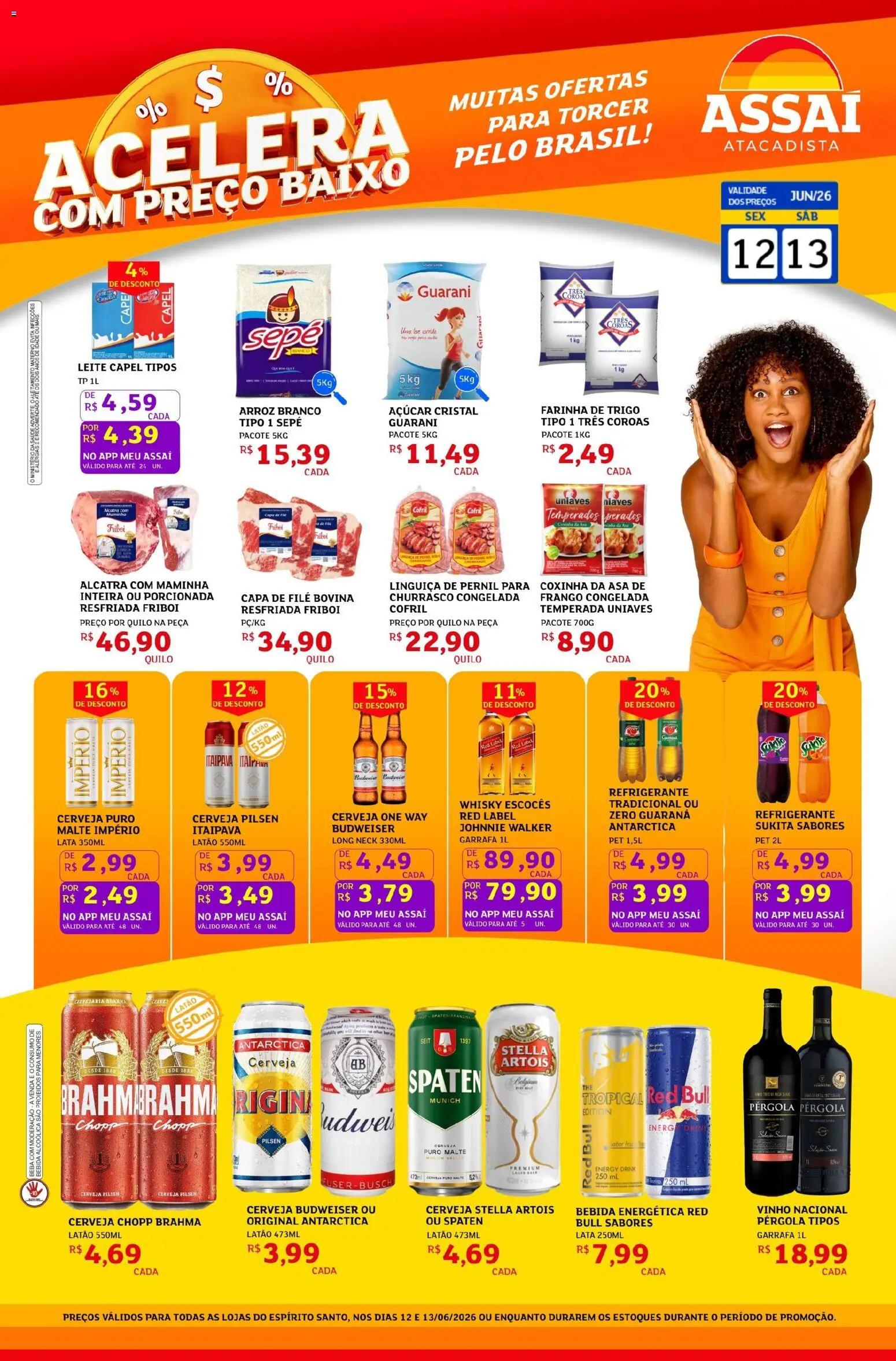 Assaí Atacadista Folheto - válido de 12.06.2026 | Página: 1 | Produtos: Guaraná, Whisky, Bebida, Refrigerante