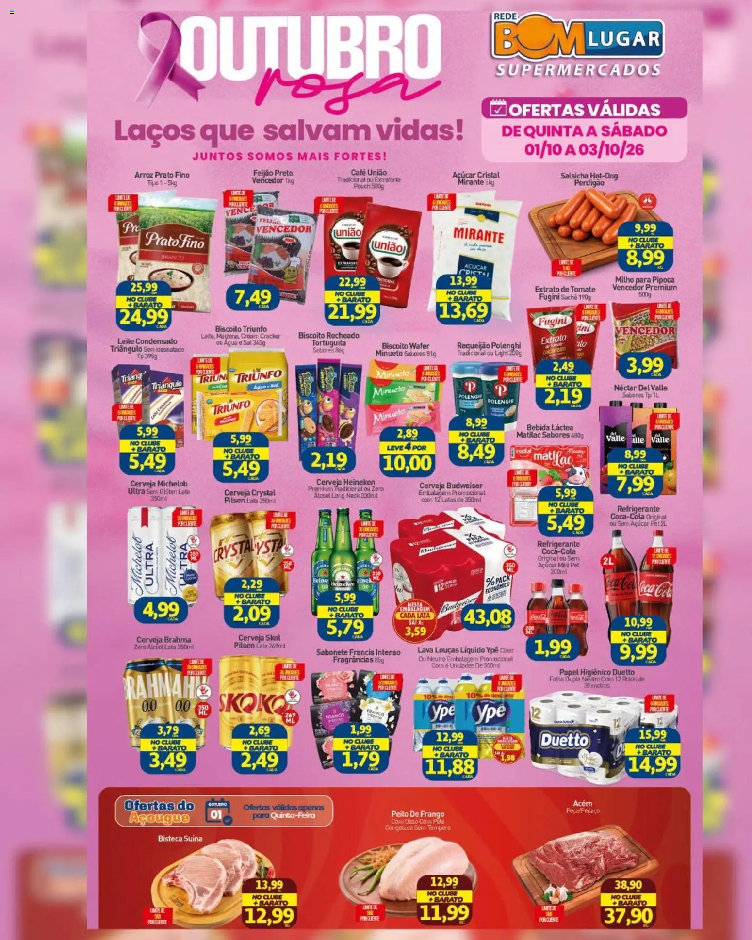 Rede Bom Lugar Folheto - válido de 01/10/2026 | Página: 1 | Produtos: Arroz, Açúcar, Pipoca, Peito de frango