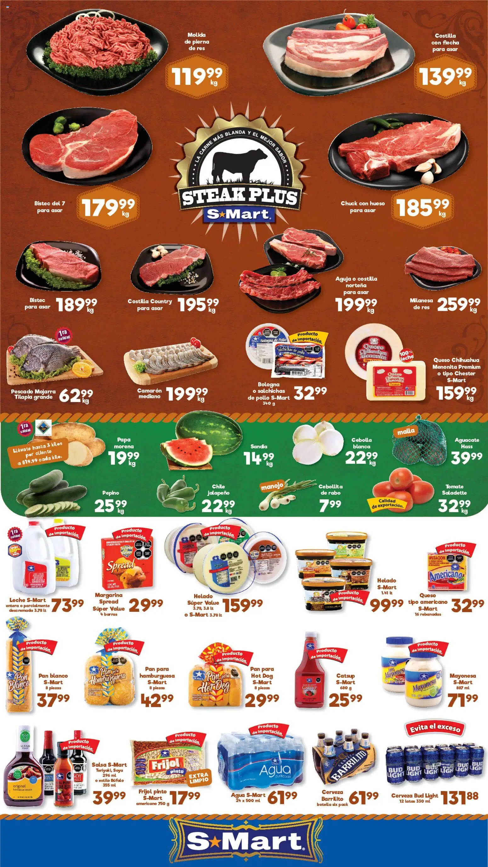 Nuevas ofertas de S-Mart válidas en toda la República Mexicana desde el 24/07/2026. ¡Encuentra las mejores ofertas en S-Mart folleto Nuevo Laredo! | Página: 1 | Productos: Leche, Queso, Margarina, Botella