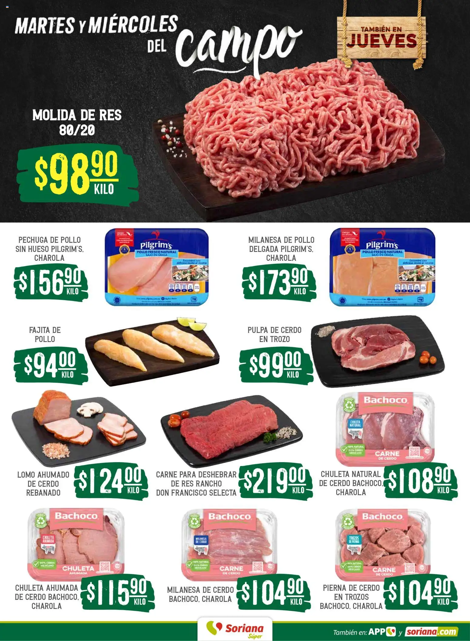 Nuevas ofertas de Soriana válidas en toda la República Mexicana desde el 12.05.2026. ¡Encuentra las mejores ofertas en Soriana Martes y Miércoles del Campo Súper: Chih, Delicias, Dur y Coah (excepto Saltillo)! | Página: 4 | Productos: Pollo, Milanesa, Cerdo, Res