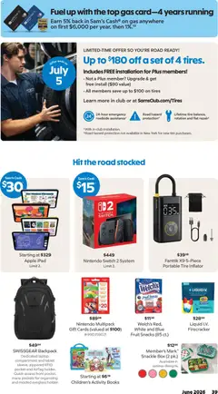 Preview of Sam's Club weekly ads valid from 01.06.2026 | Page: 39 | Products: Tire, Tablet, Ipad, Nintendo