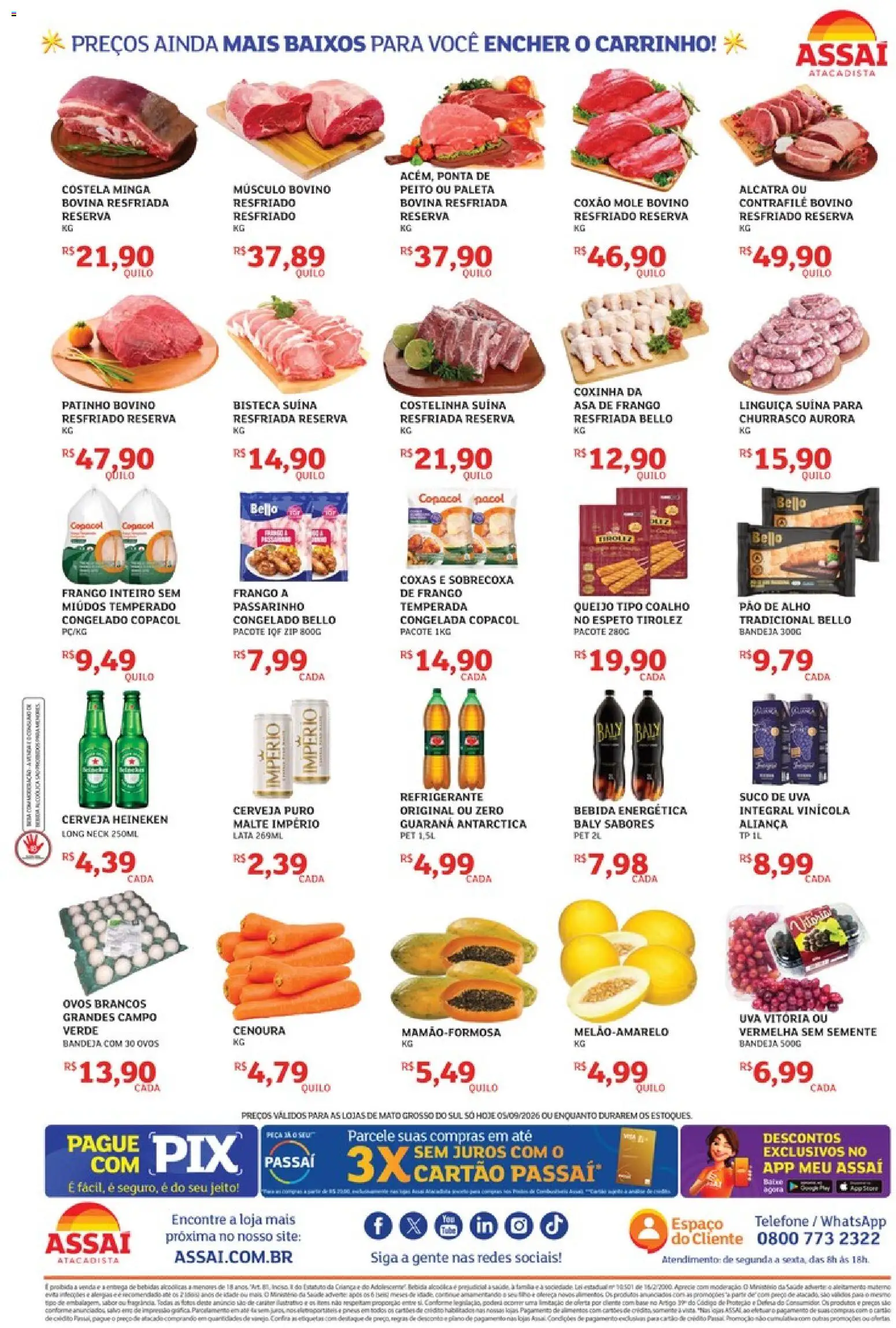 Assaí Atacadista Folheto - válido de 05/09/2026 | Página: 2 | Produtos: Coxão mole, Alcatra, Queijo, Cenoura