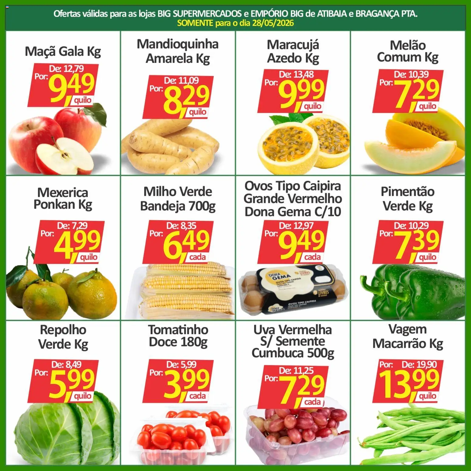 Big Supermercados Folheto - válido de 28.05.2026 | Página: 3 | Produtos: Maracujá, Vagem, Ovos, Bandeja