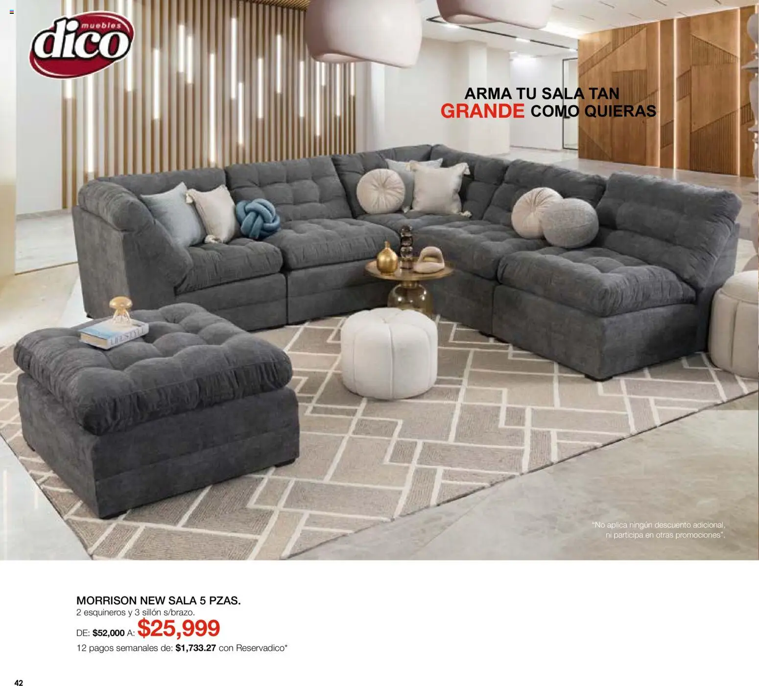 Nuevas ofertas de Muebles Dico válidas en toda la República Mexicana desde el 01/08/2026. ¡Encuentra las mejores ofertas en Muebles Dico catálogo! | Página: 42 | Productos: Sillón