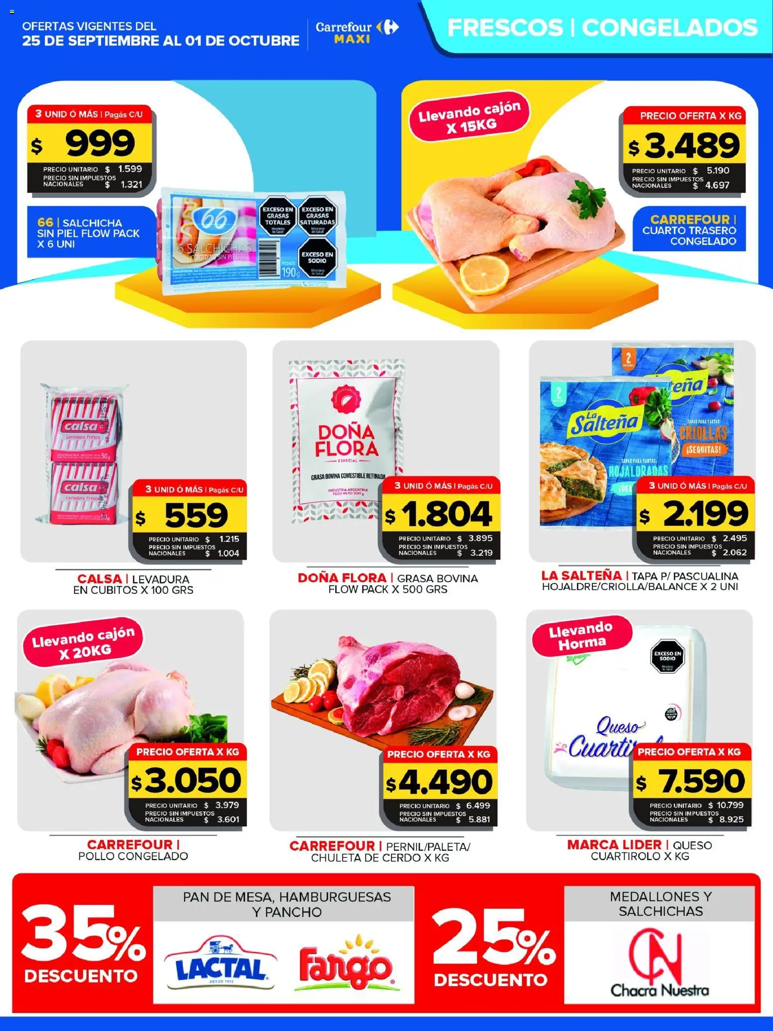 Carrefour Maxi catálogo │ válido desde el 25/09/2026 | Página: 9 | Productos: Levadura, Peso, Pollo, Salchicha