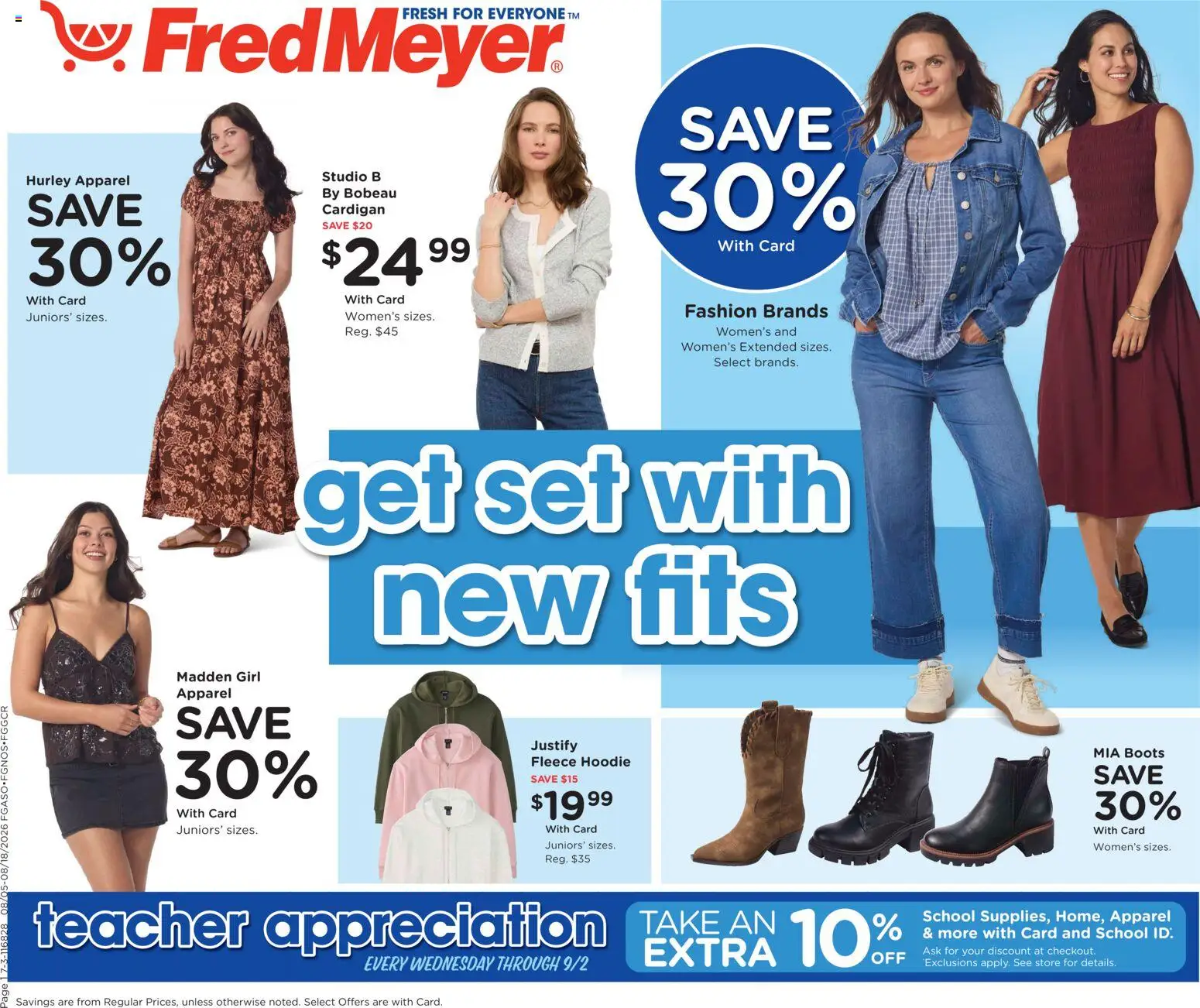 Fred Meyer Home & Apparel - valid from 08/05/2026 | Page: 1 | Products: Hoodie, Boots, Cardigan