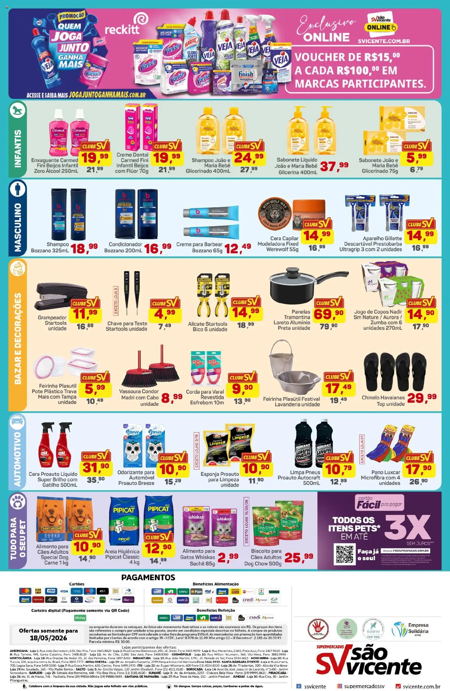 Supermercados São Vicente Folheto - válido de 18.05.2026 | Página: 2 | Produtos: Alicate, Sabonete, Bico, Cera