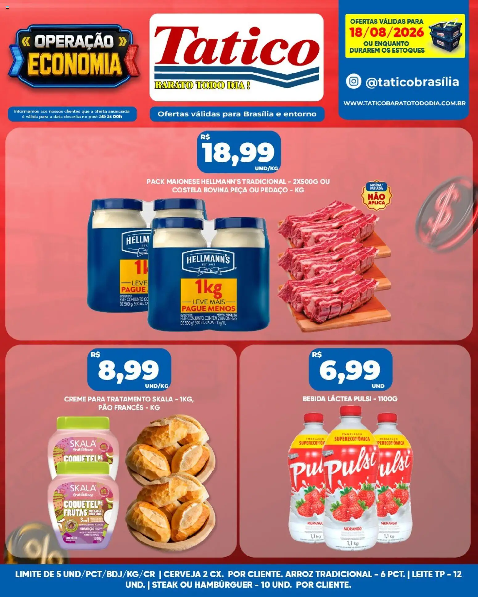 Tatico Folheto - válido de 18/08/2026 | Página: 9 | Produtos: Frutas, Costela bovina, Cerveja, Arroz