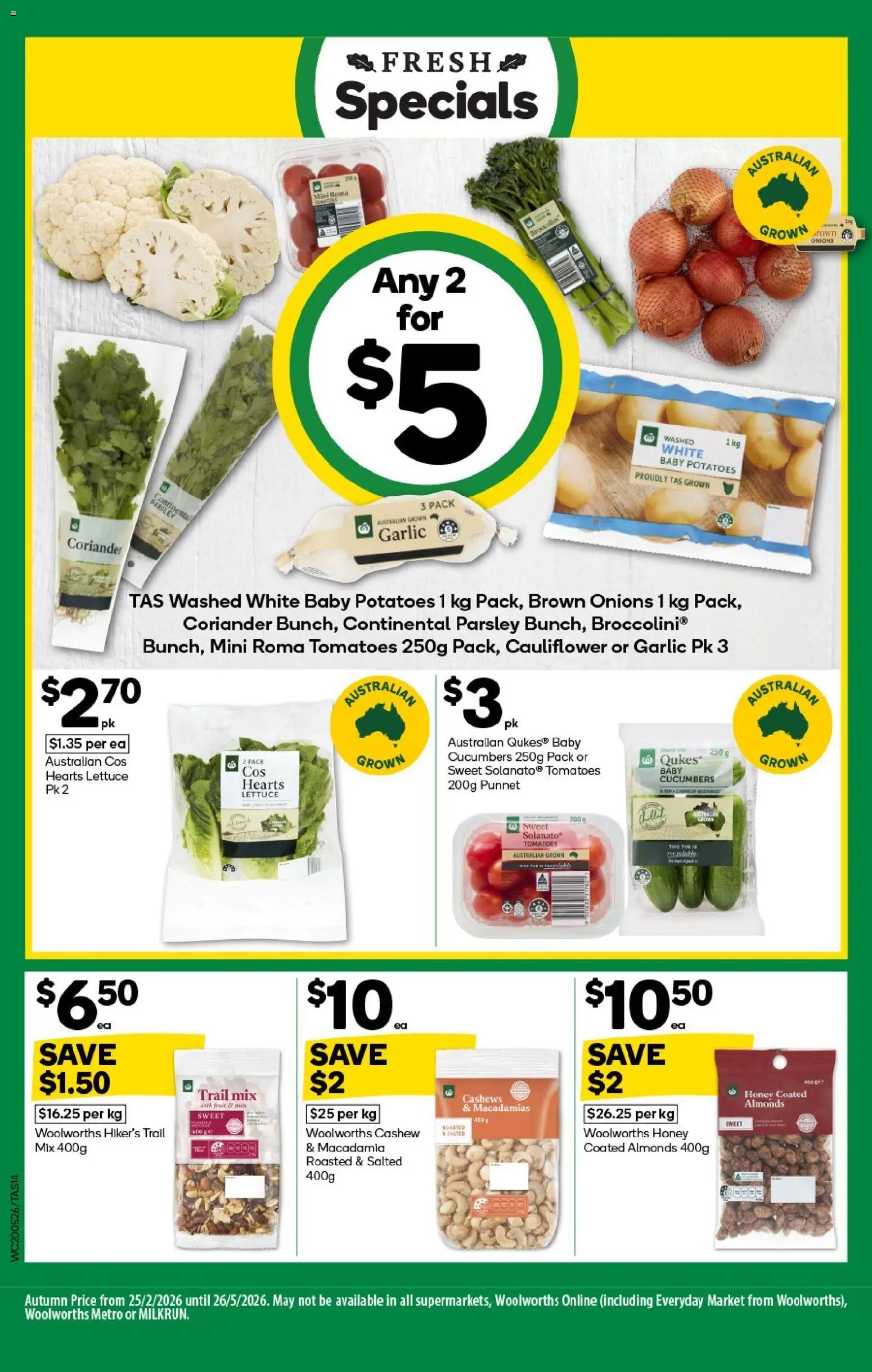 Woolworths catalogue - valid from 20.05.2026 | Page: 14 | Products: Honey, Lettuce, Onions, Cauliflower