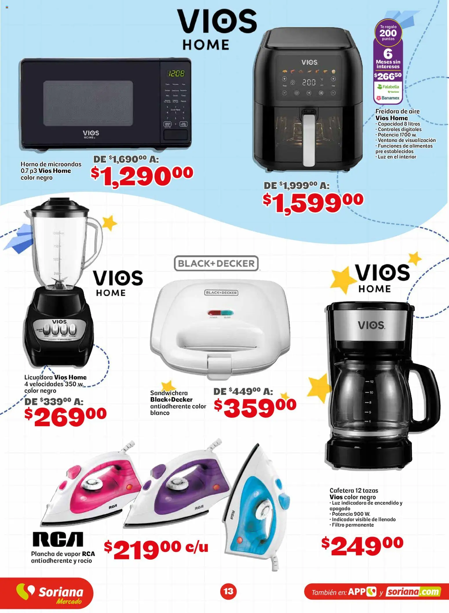 Nuevas ofertas de Soriana válidas en toda la República Mexicana desde el 13/08/2026. ¡Encuentra las mejores ofertas en Soriana Más útiles más ahorro Mercado Nacional! | Página: 13 | Productos: Horno de microondas, Horno, Freidora de aire, Freidora