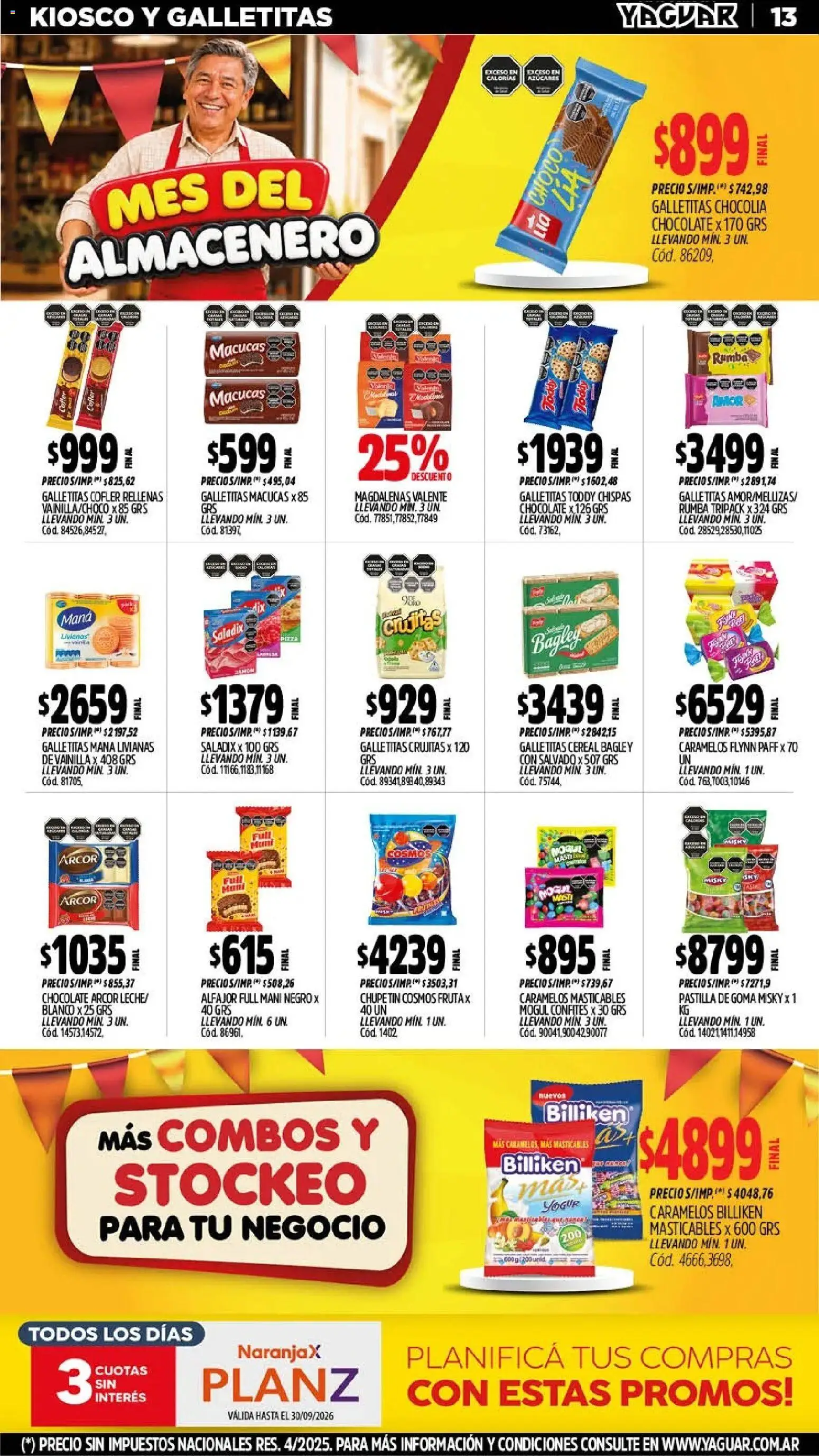 Yaguar - Oferta Semanal Trelew │ válido desde el 21/09/2026 | Página: 13 | Productos: Vainilla, Galletitas, Mani, Pizza