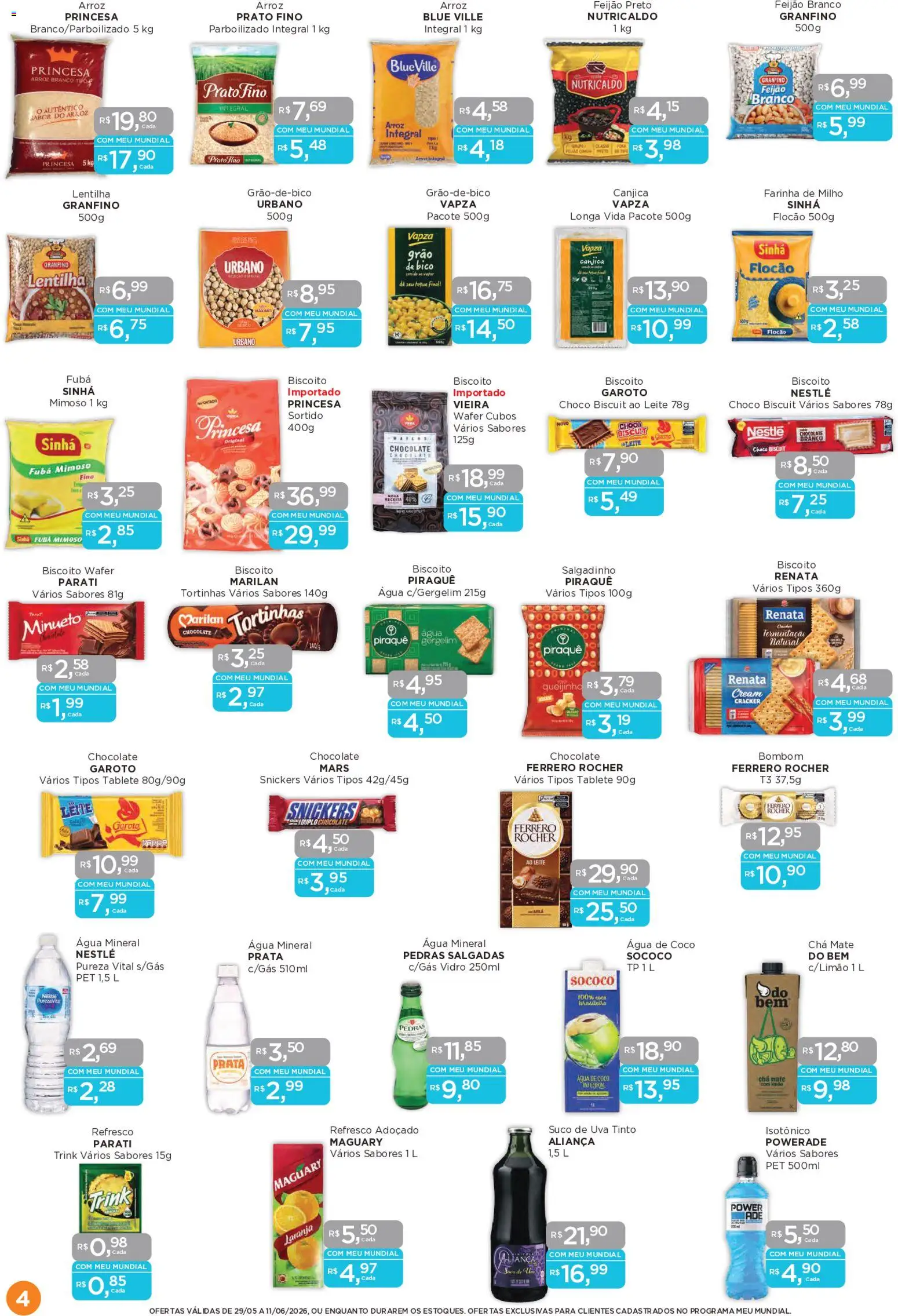 Mundial Folheto - válido de 29.05.2026 | Página: 4 | Produtos: Arroz, Chá, Ferrero Rocher, Água mineral