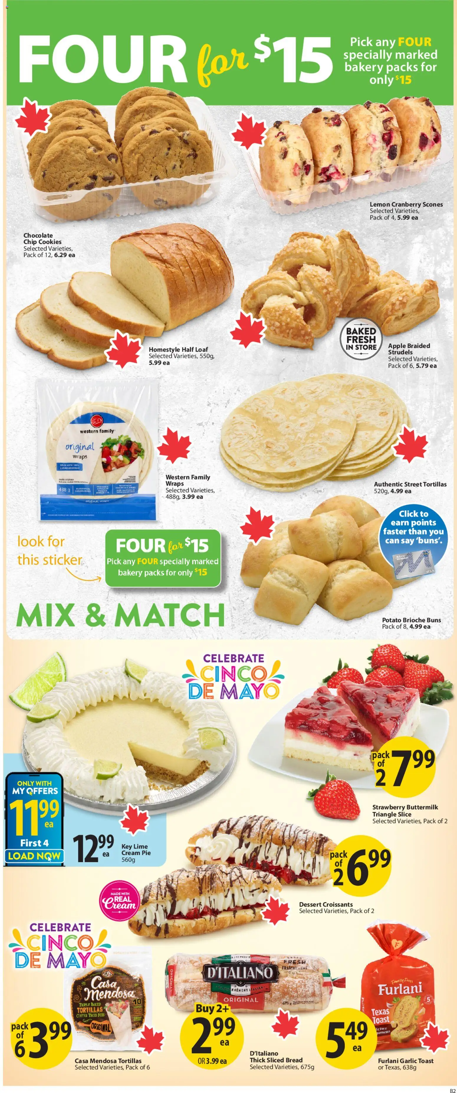 Save on foods flyer valid from 30.04.2026 | Page: 12 | Products: Cream, Cookies, Bread, Chocolate