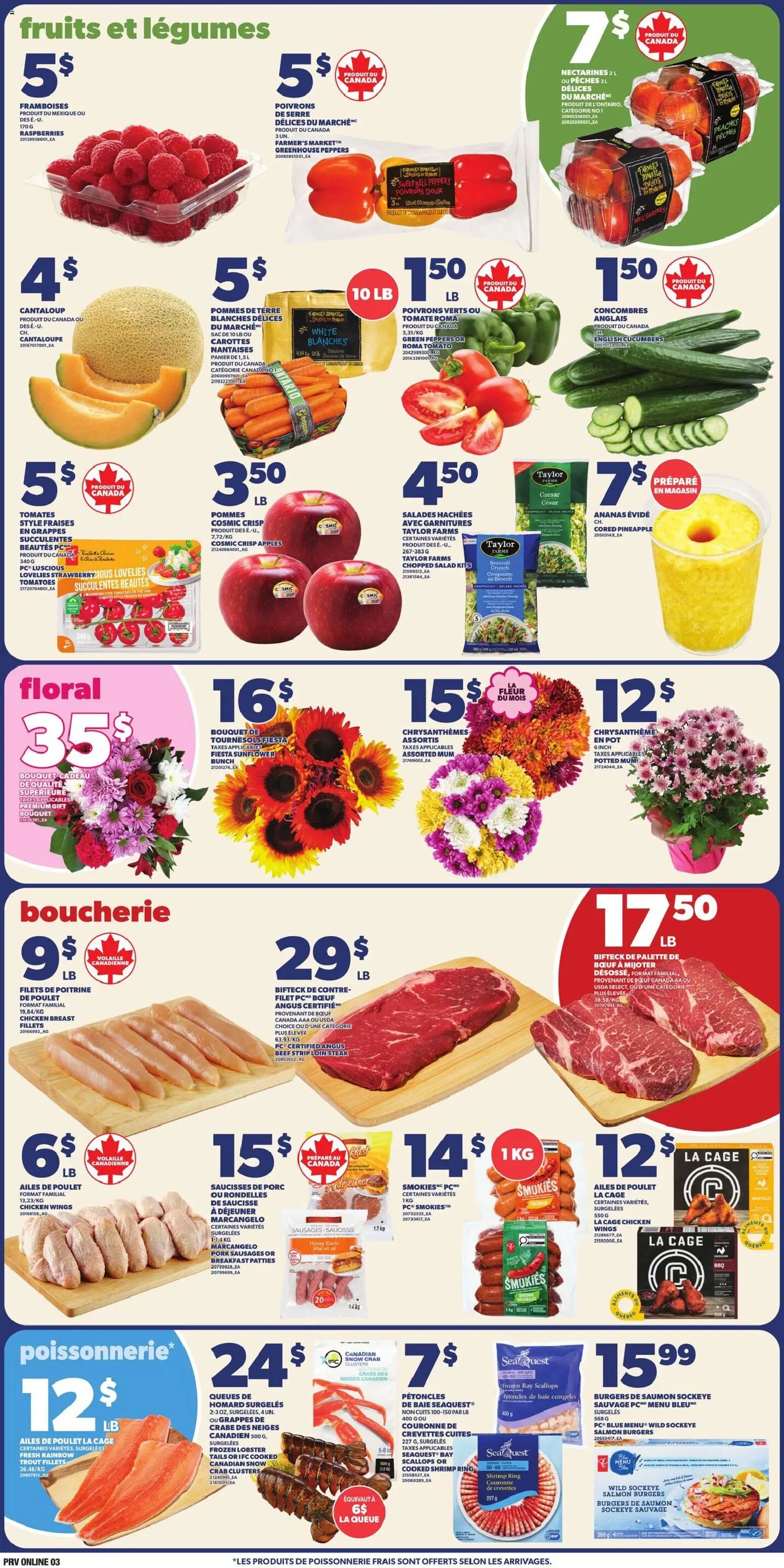 Provigo flyer valid from Aug 6, 2026 | Page: 4 | Products: Cucumbers, Sunflower, Trout, Sausages