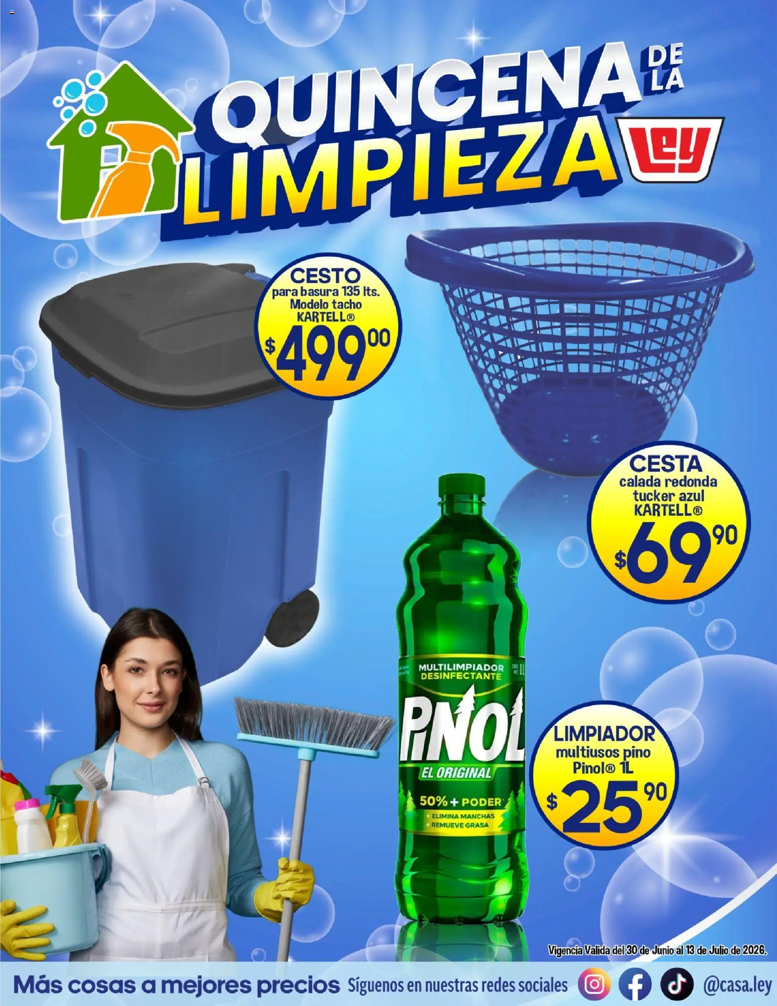 Nuevas ofertas de Casa Ley válidas en toda la República Mexicana desde el 30/06/2026. ¡Encuentra las mejores ofertas en Casa Ley folleto Quincena de la limpieza! | Página: 1 | Productos: Limpiador, Desinfectante