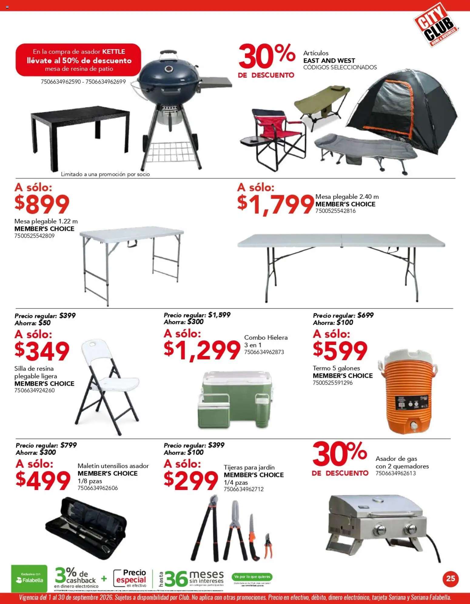 Nuevas ofertas de City Club válidas en toda la República Mexicana desde el 01/09/2026. ¡Encuentra las mejores ofertas en City Club catálogo! | Página: 25 | Productos: Silla, Hielera, Mesa, Asador