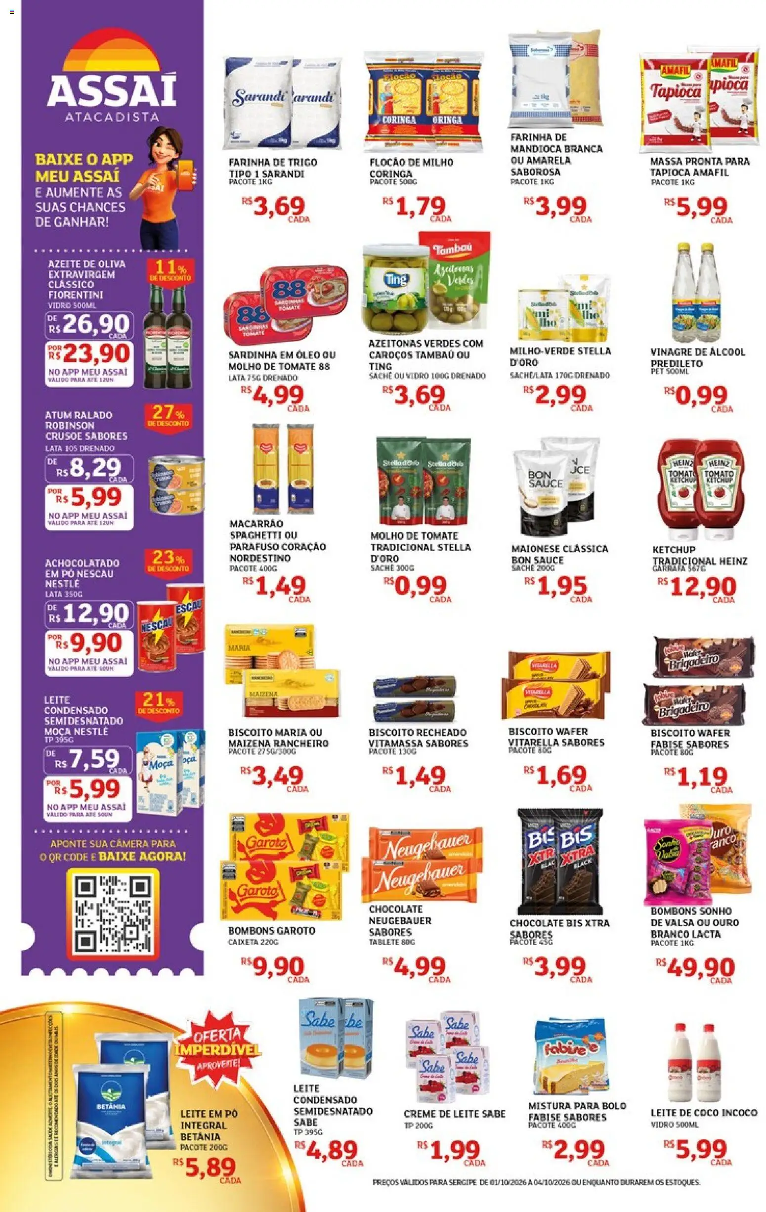 Assaí Atacadista Folheto - válido de 01/10/2026 | Página: 2 | Produtos: Mandioca, Farinha, Creme, Leite de coco