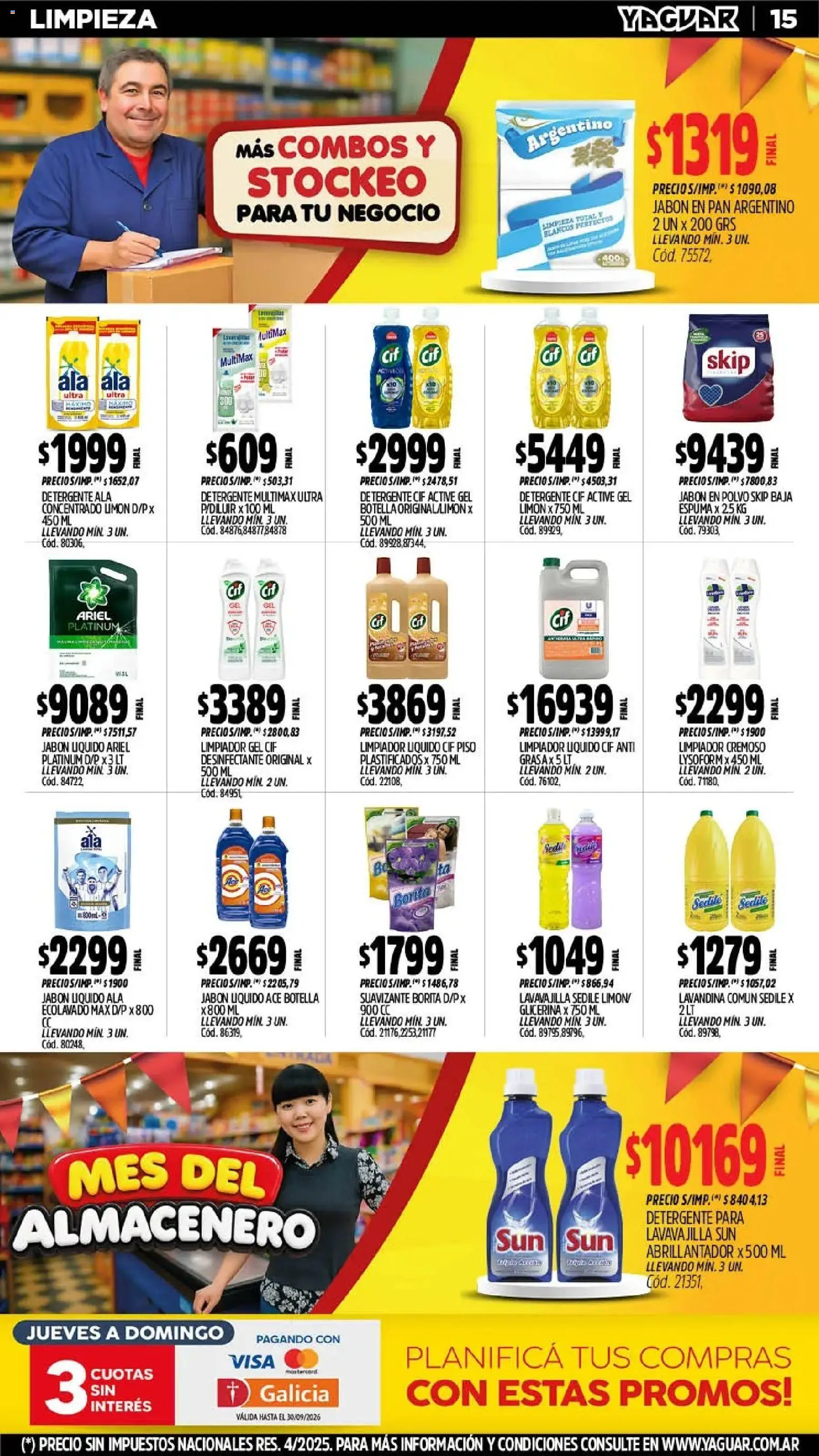 Yaguar - Oferta Semanal Misiones │ válido desde el 28/09/2026 | Página: 15 | Productos: Desinfectante, Lavandina, Suavizante, Limpiador