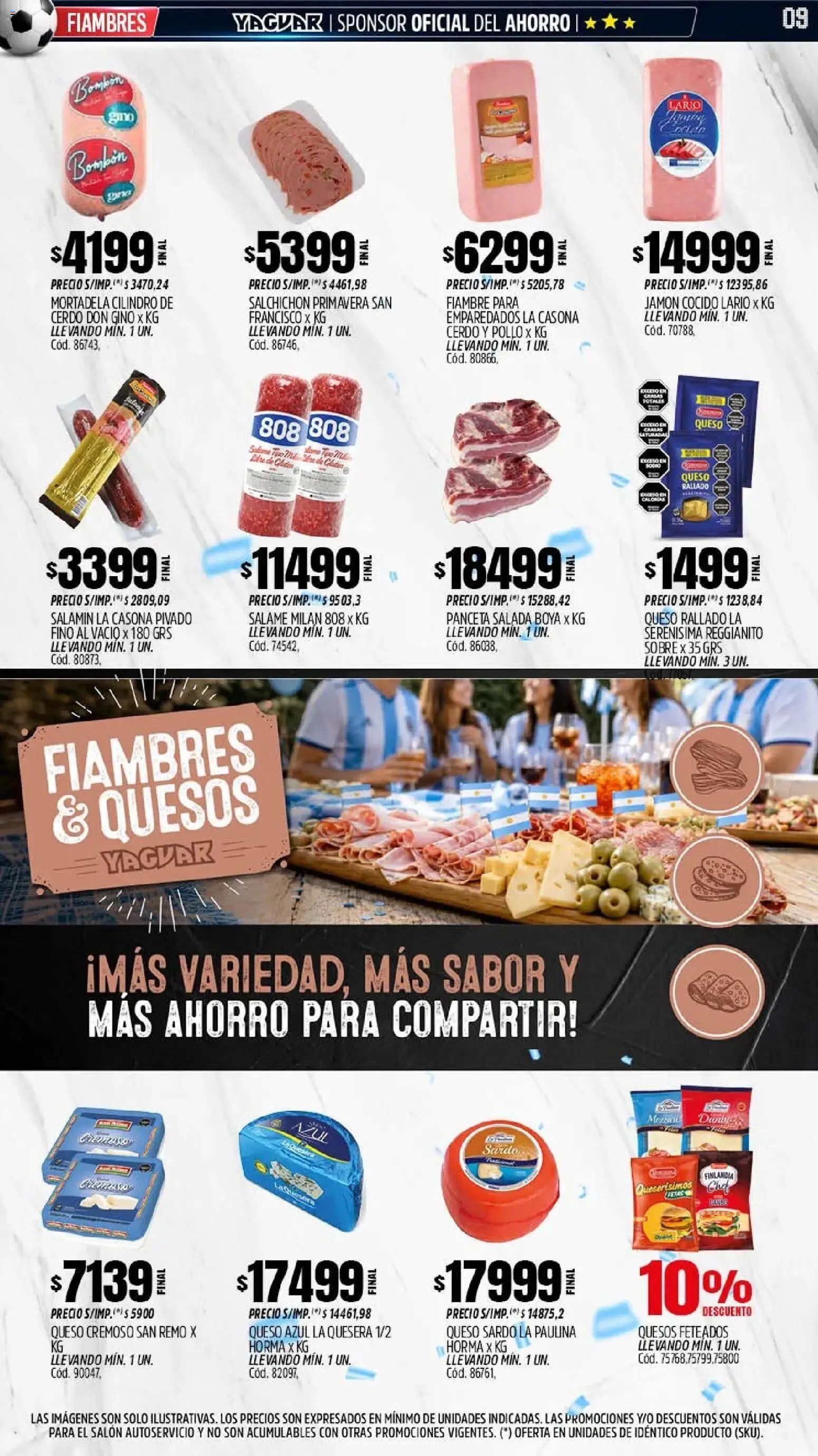 Yaguar - Oferta Semanal Jujuy │ válido desde el 01.06.2026 | Página: 9 | Productos: Sobre, Jamón cocido, Salame, Cerdo