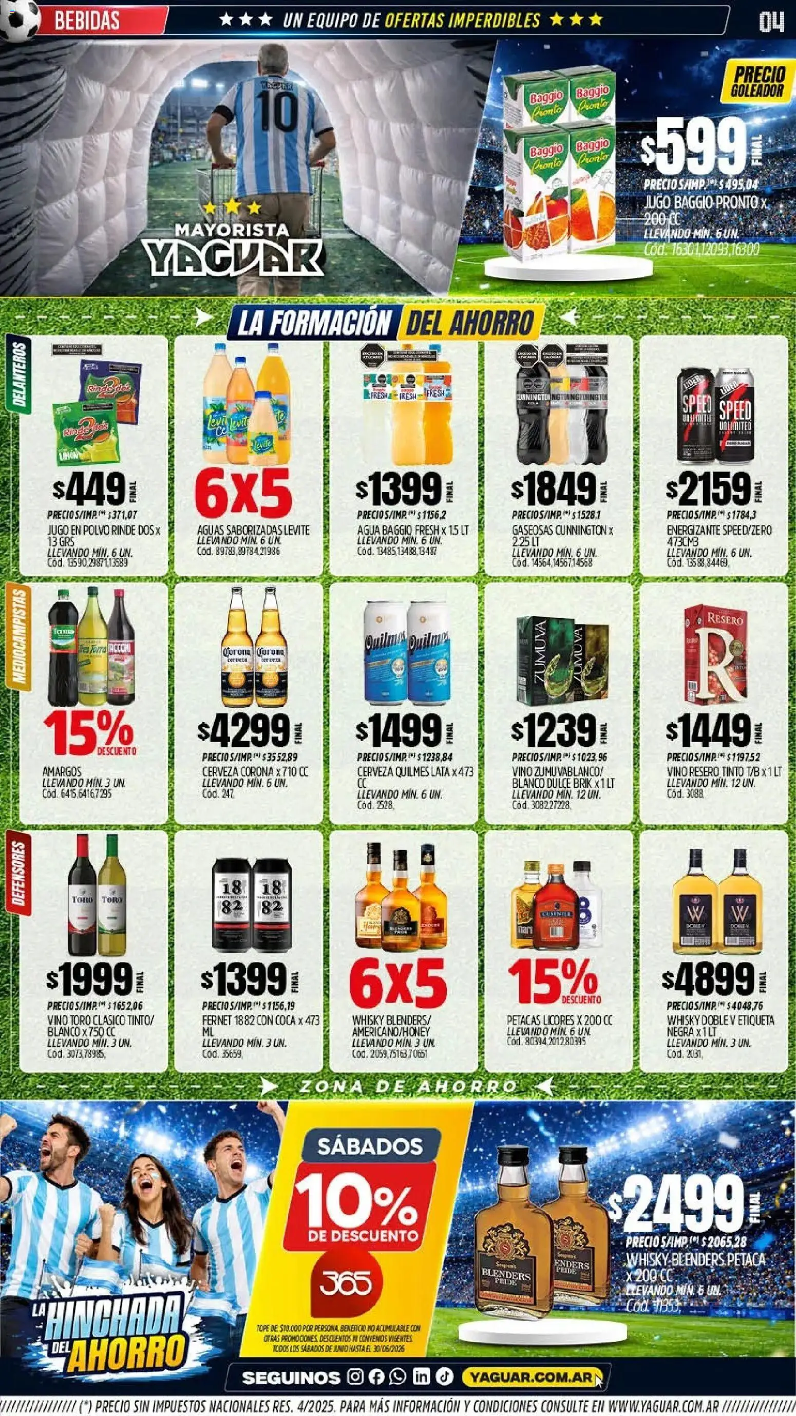 Yaguar - Oferta Semanal Santa Fé │ válido desde el 08.06.2026 | Página: 4 | Productos: Whisky, Polvo, Fernet, Agua