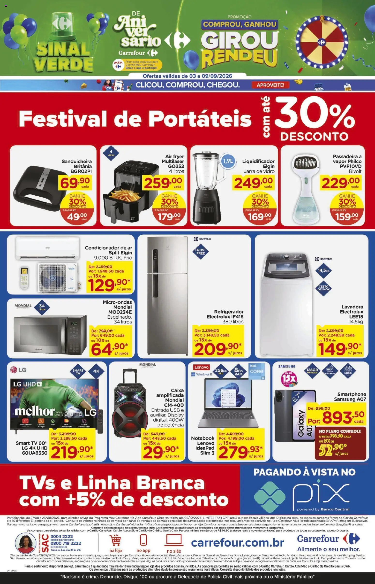 Carrefour Folheto - válido de 03/09/2026 | Página: 19 | Produtos: Condicionador, Microondas, Jarra, Câmera
