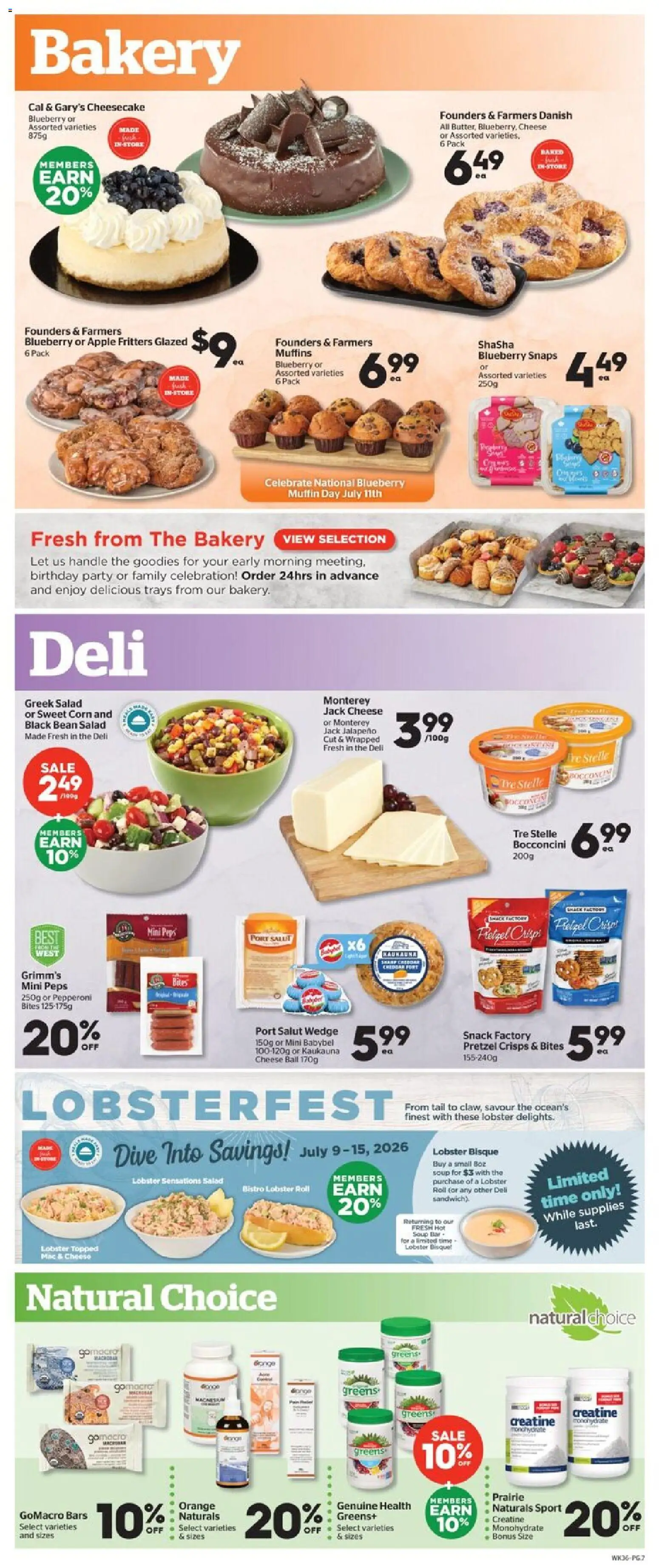 Calgary Co-op flyer valid from Jul 9, 2026 | Page: 7 | Products: Salad, Bakery, Cheese