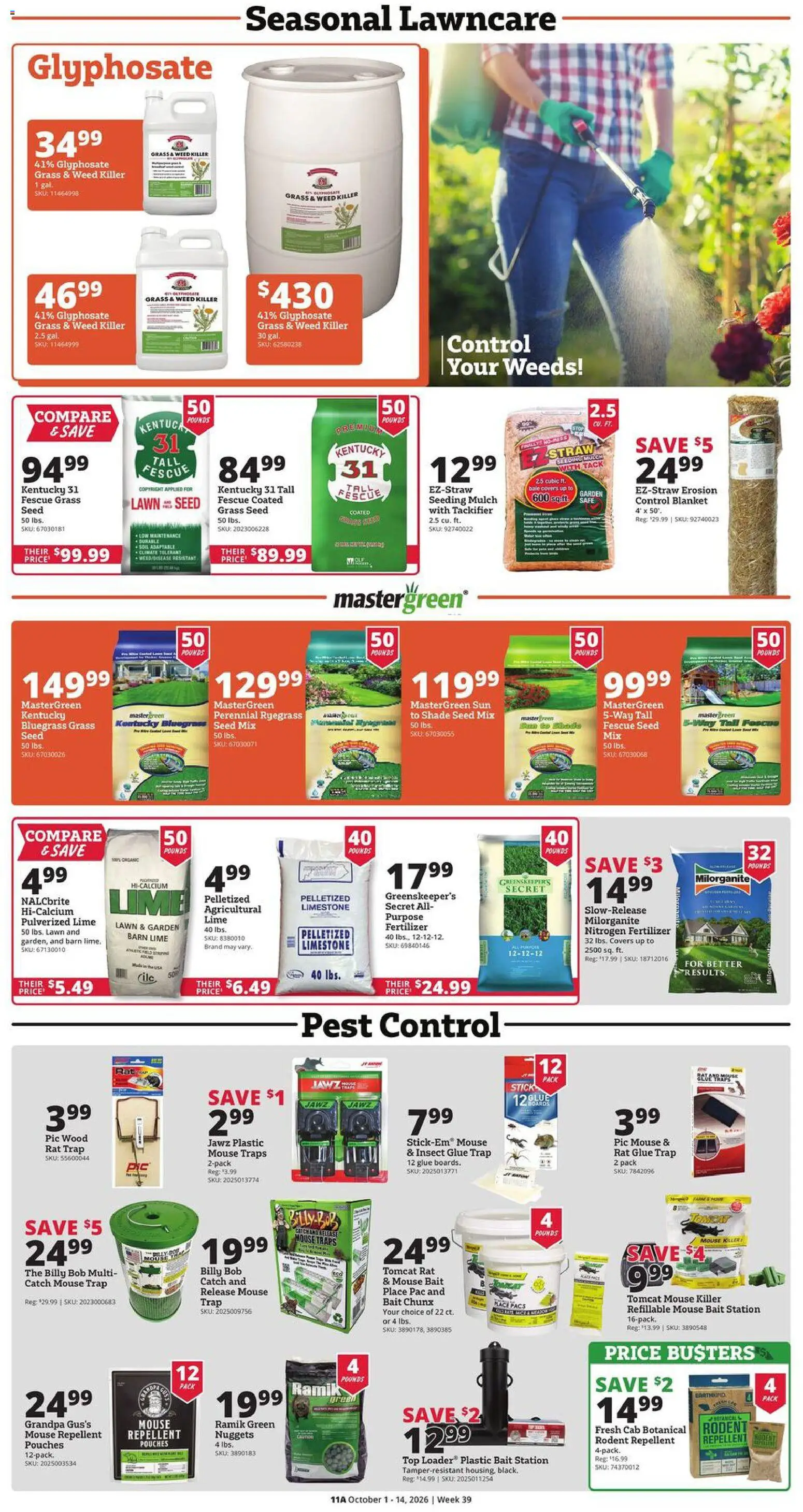 Rural King Weekly Ad - valid from 10/01/2026 | Page: 12 | Products: Safe, Fertilizer, Lime, Bait