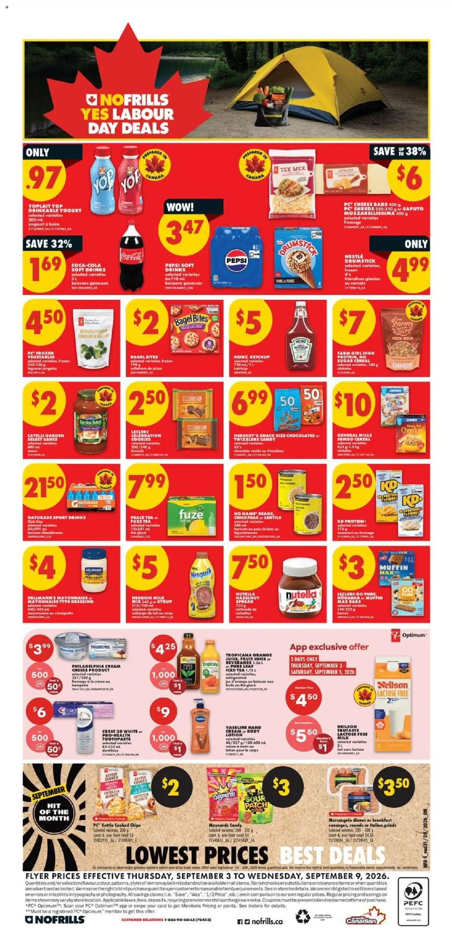 No Frills flyer valid from Sep 3, 2026 | Page: 5 | Products: Tea, Iced tea, PC, Juice