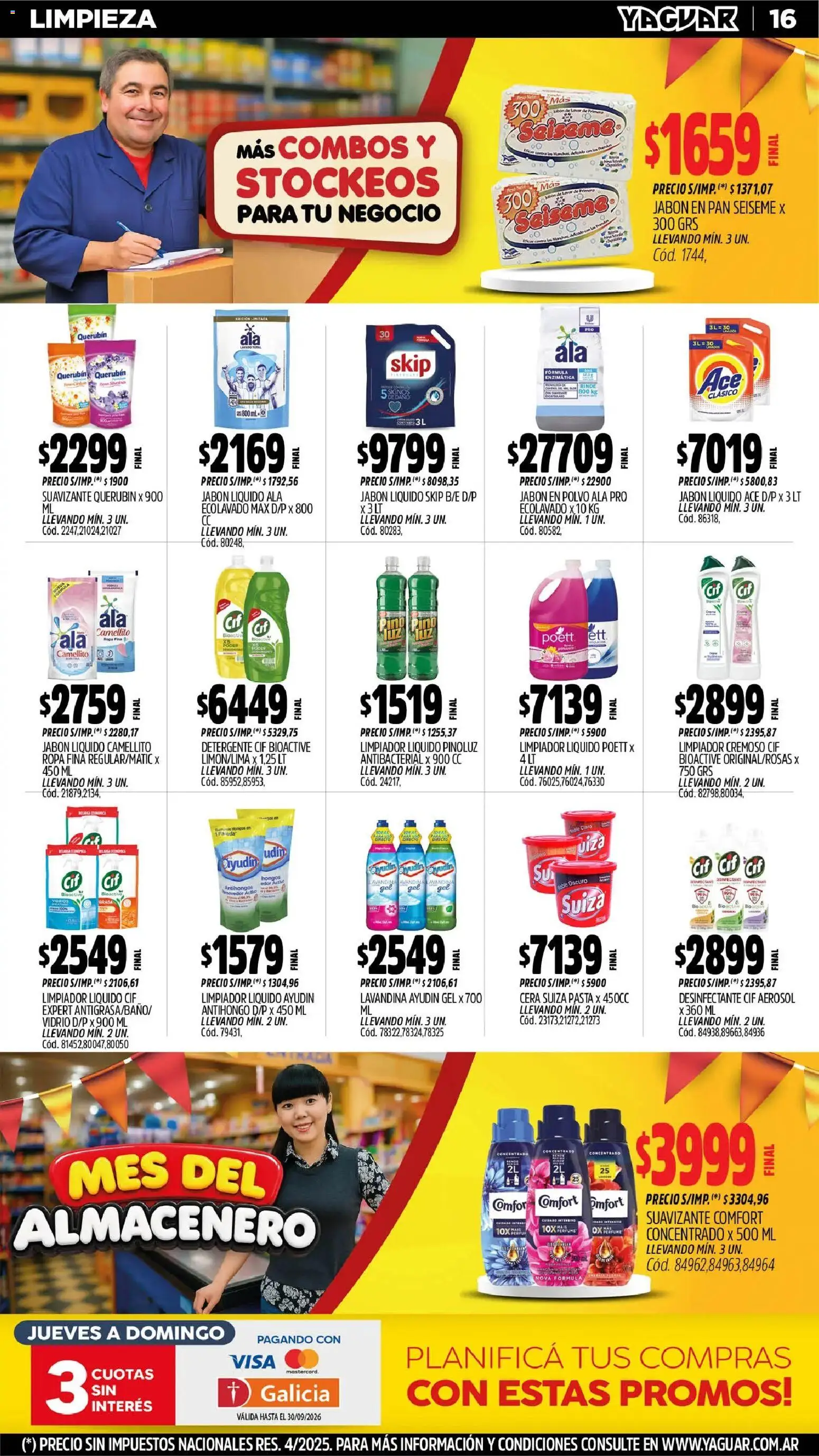 Yaguar - Oferta Semanal Santa Fé │ válido desde el 31/08/2026 | Página: 16 | Productos: Polvo, Jabón, Suavizante, Limpiador