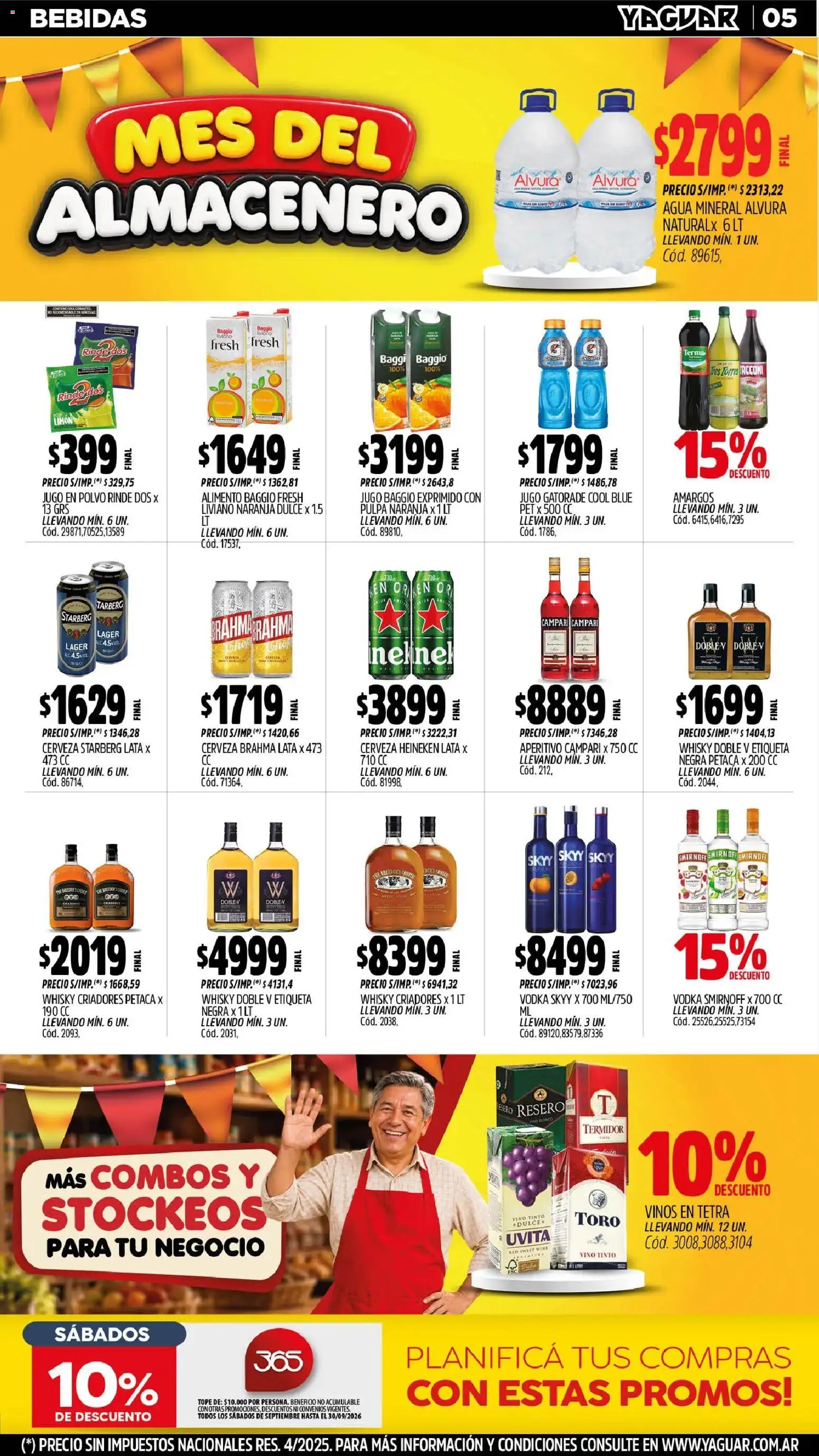 Yaguar - Oferta Semanal General Roca │ válido desde el 31/08/2026 | Página: 5 | Productos: Vodka, Vino tinto, Cerveza Heineken, Vino