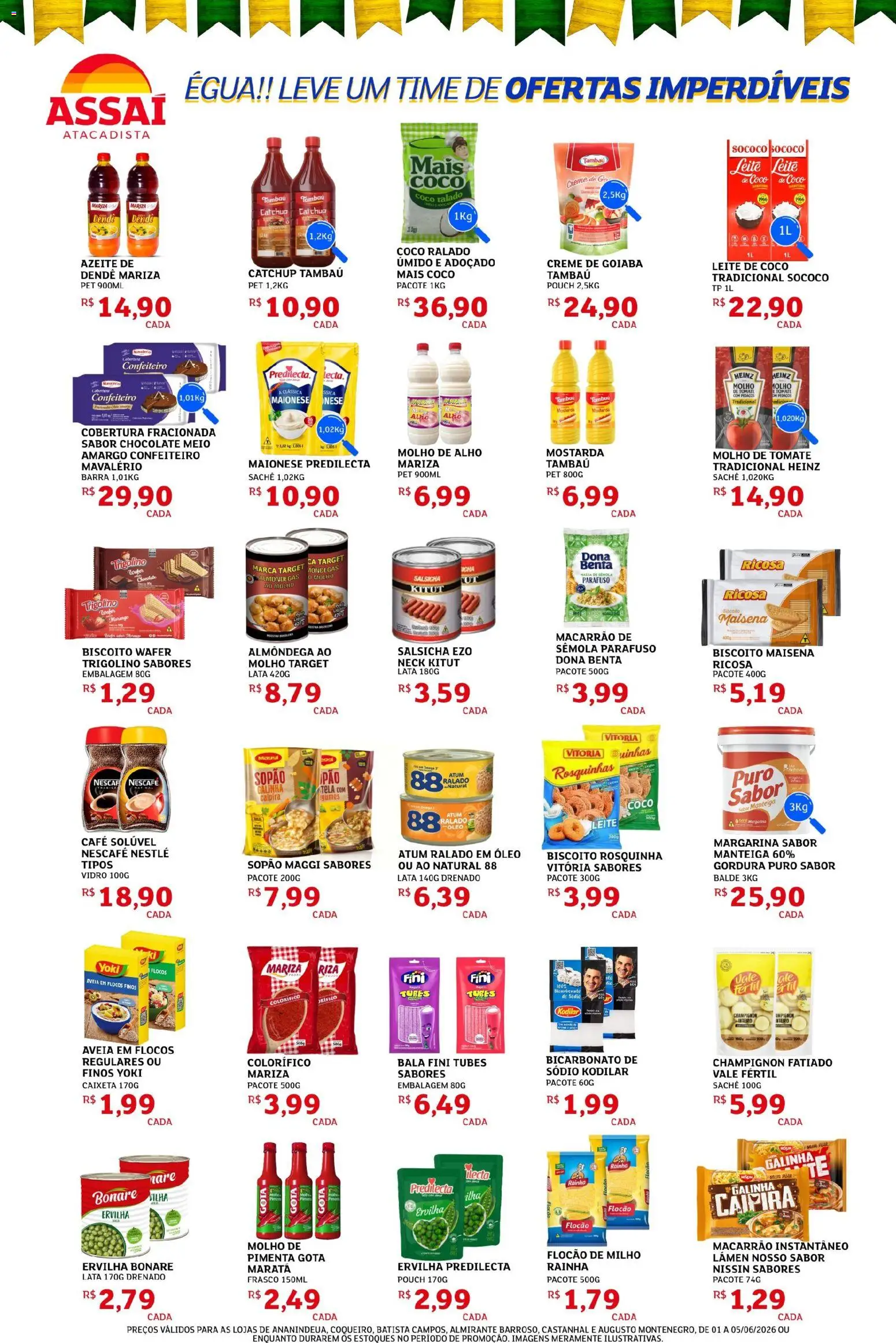 Assaí Atacadista Folheto - válido de 01.06.2026 | Página: 2 | Produtos: Flocos, Aveia, Macarrão instantâneo, Bala