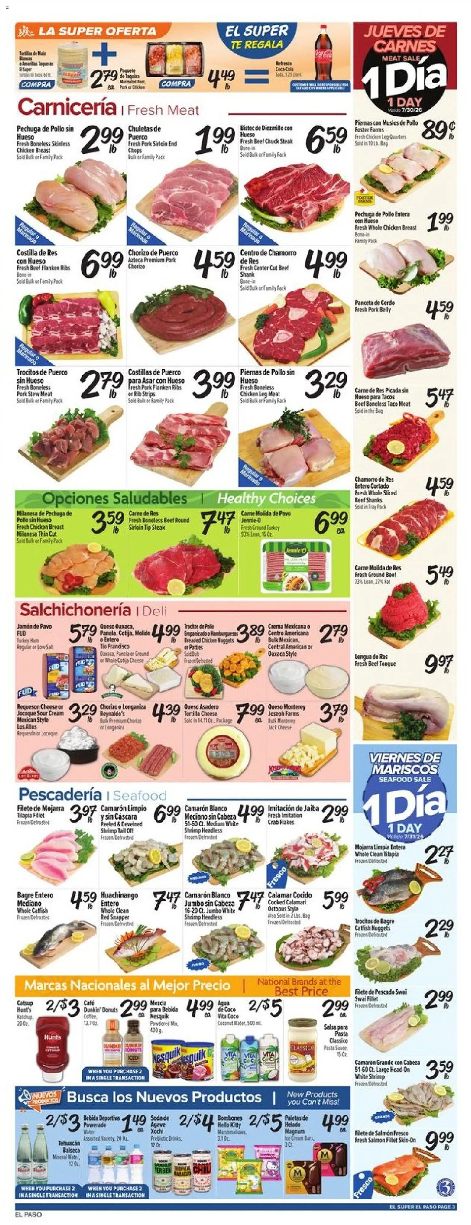 El Super Weekly Ad - TX - valid from 07/29/2026 | Page: 3 | Products: Sour cream, Beef, Sauce, Salt