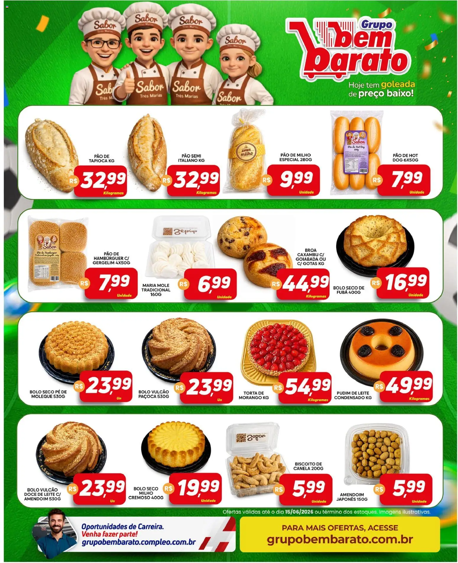 Supermercado Bem Barato Folheto - válido de 09.06.2026 | Página: 4 | Produtos: Tapioca, Leite, Doce de leite, Paçoca