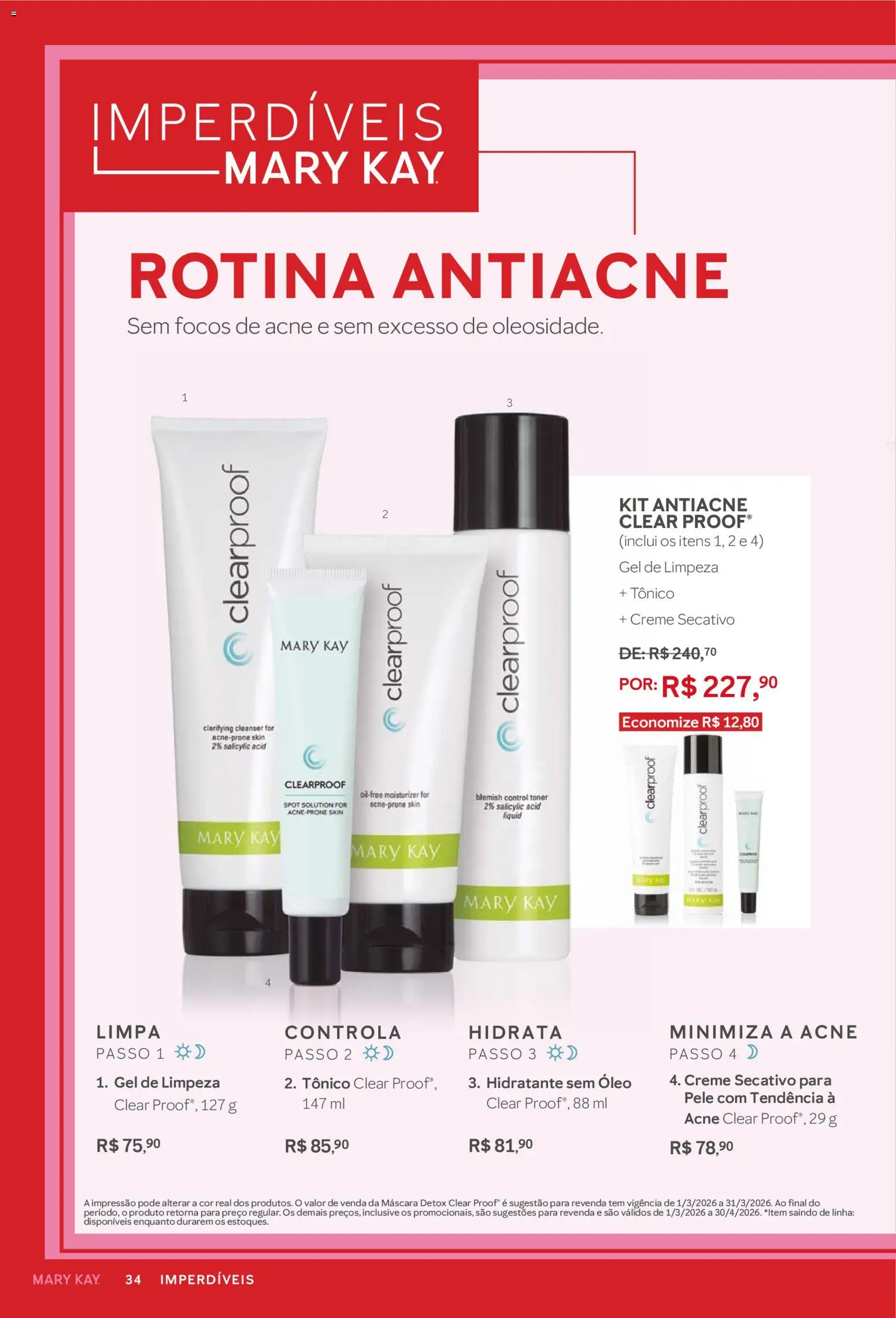 Mary Kay Folheto - válido de 01/03/2026 | Página: 34 | Produtos: Tônico, Gel de limpeza, Creme, Toner